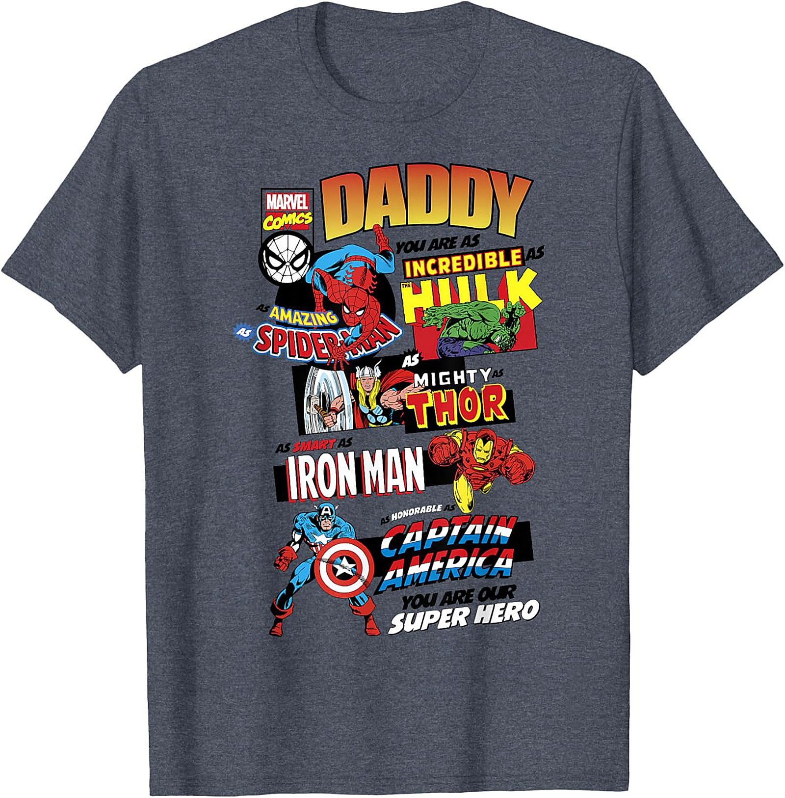 Marvel Dad T-shirt Superhero Tribute Graphic Tee
