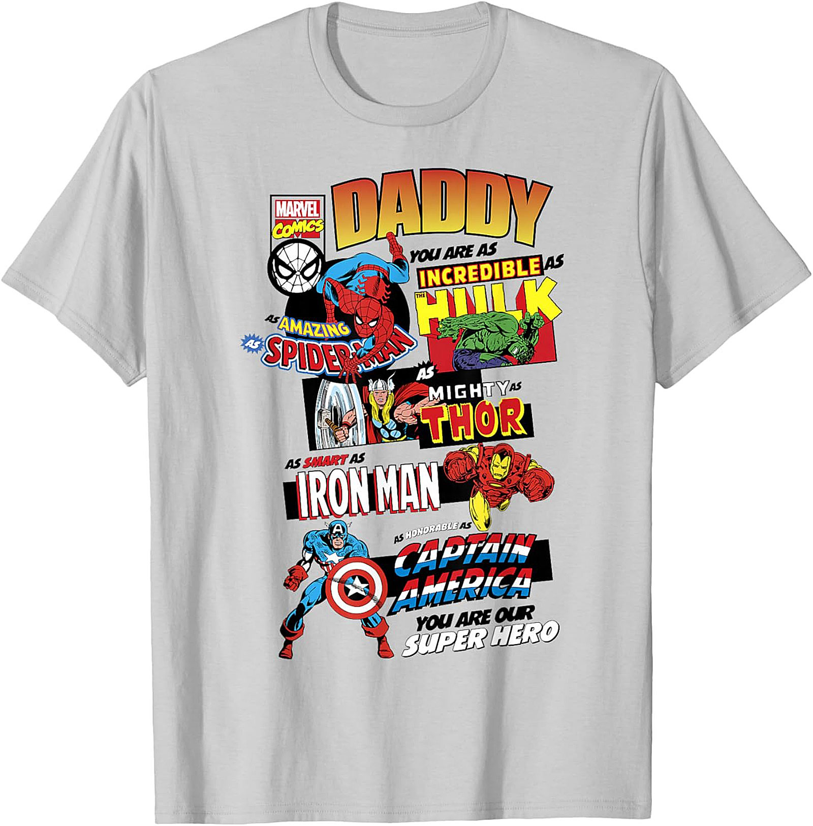 Marvel Dad T-shirt Superhero Tribute Graphic Tee