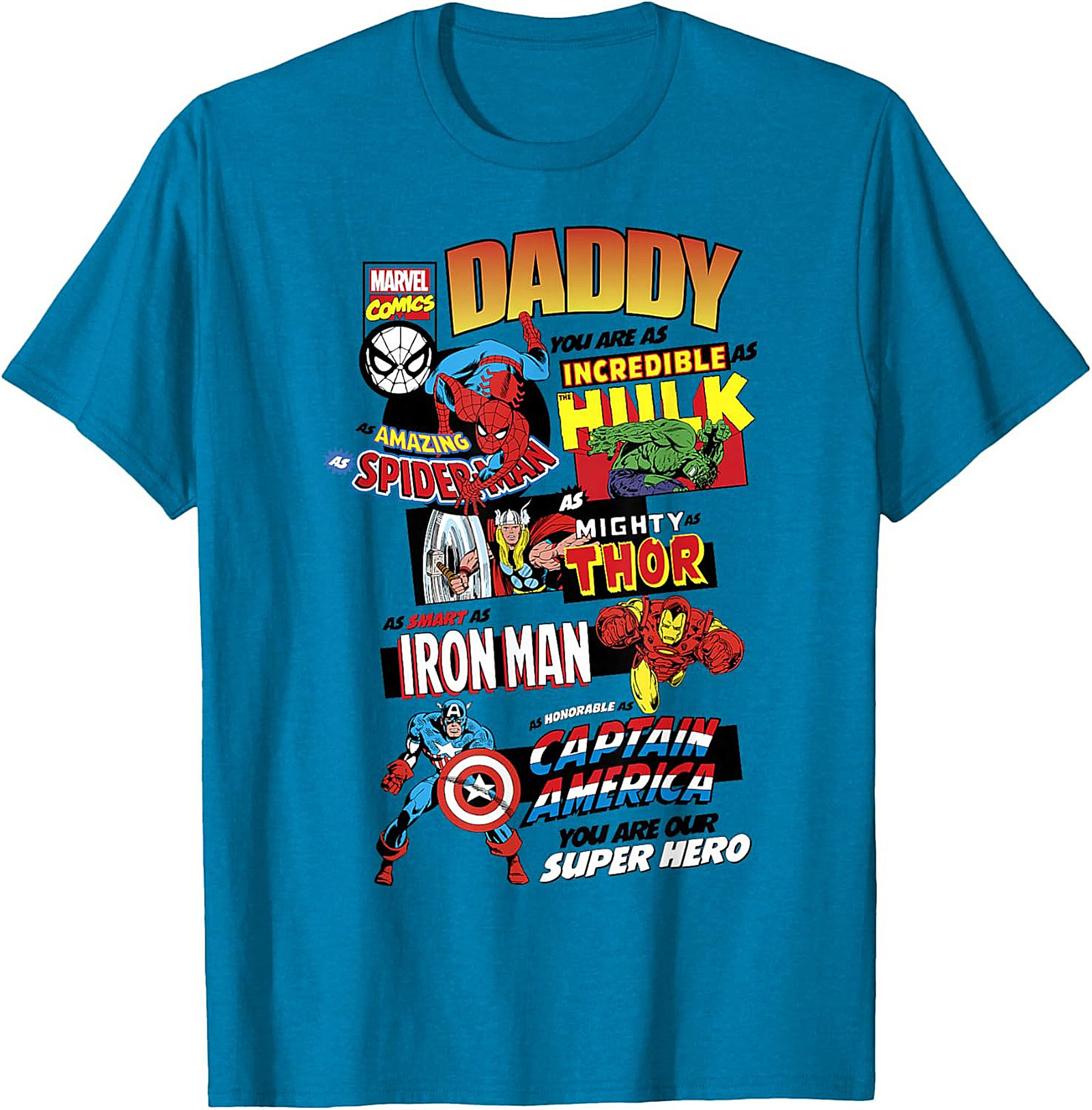 Marvel Dad T-shirt Superhero Tribute Graphic Tee