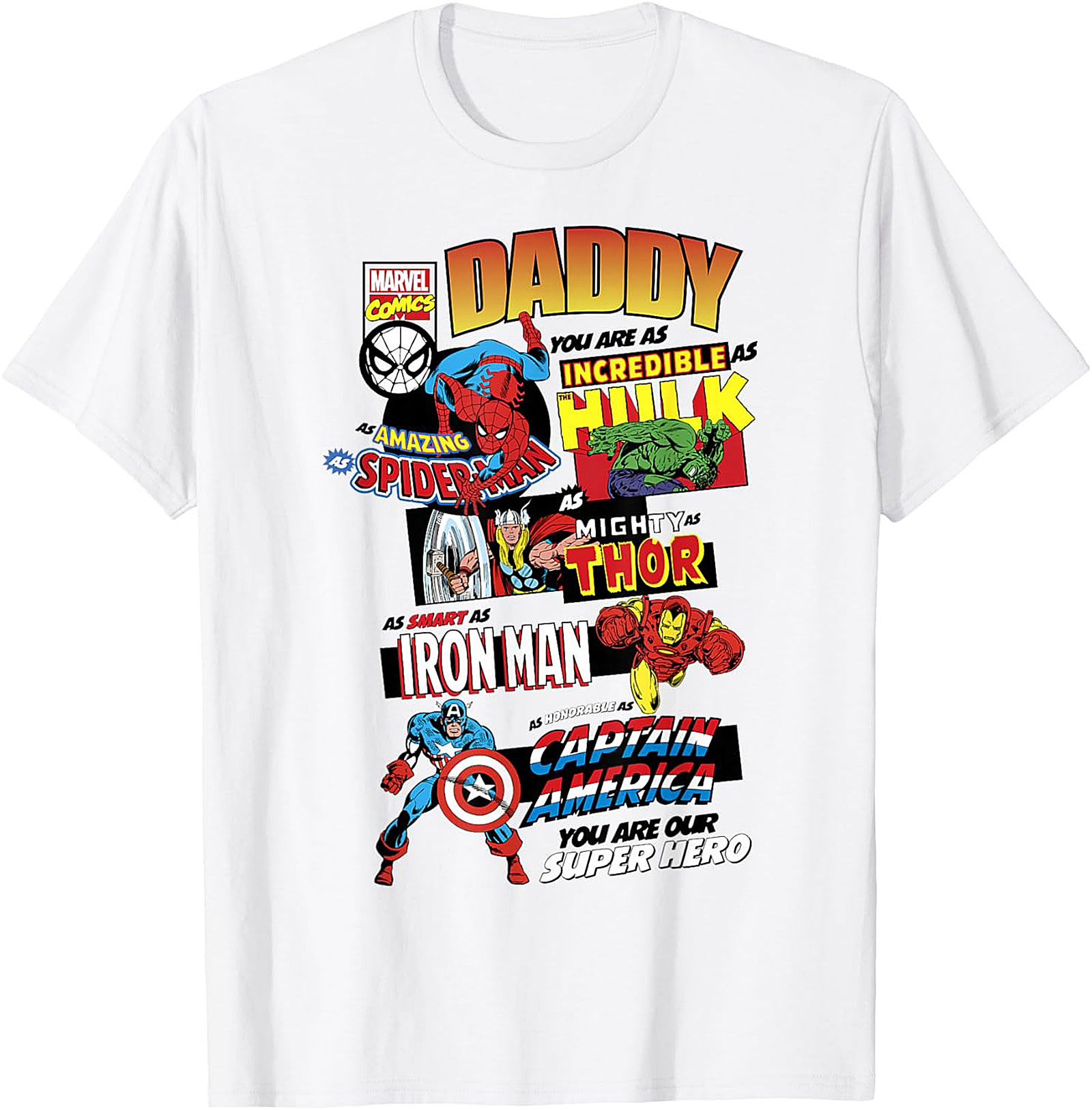 Marvel Dad T-shirt Superhero Tribute Graphic Tee