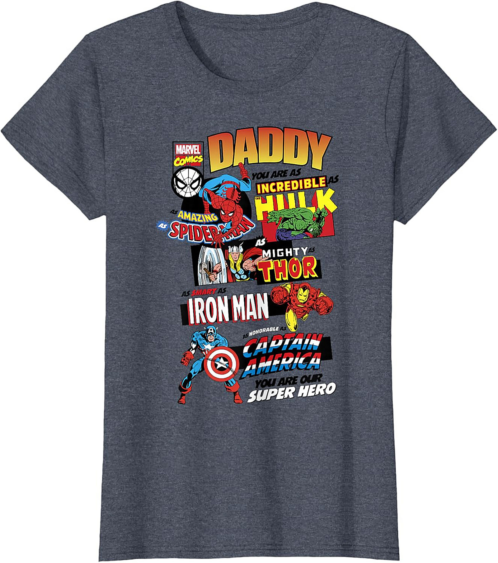 Marvel Dad T-shirt Superhero Tribute Graphic Tee