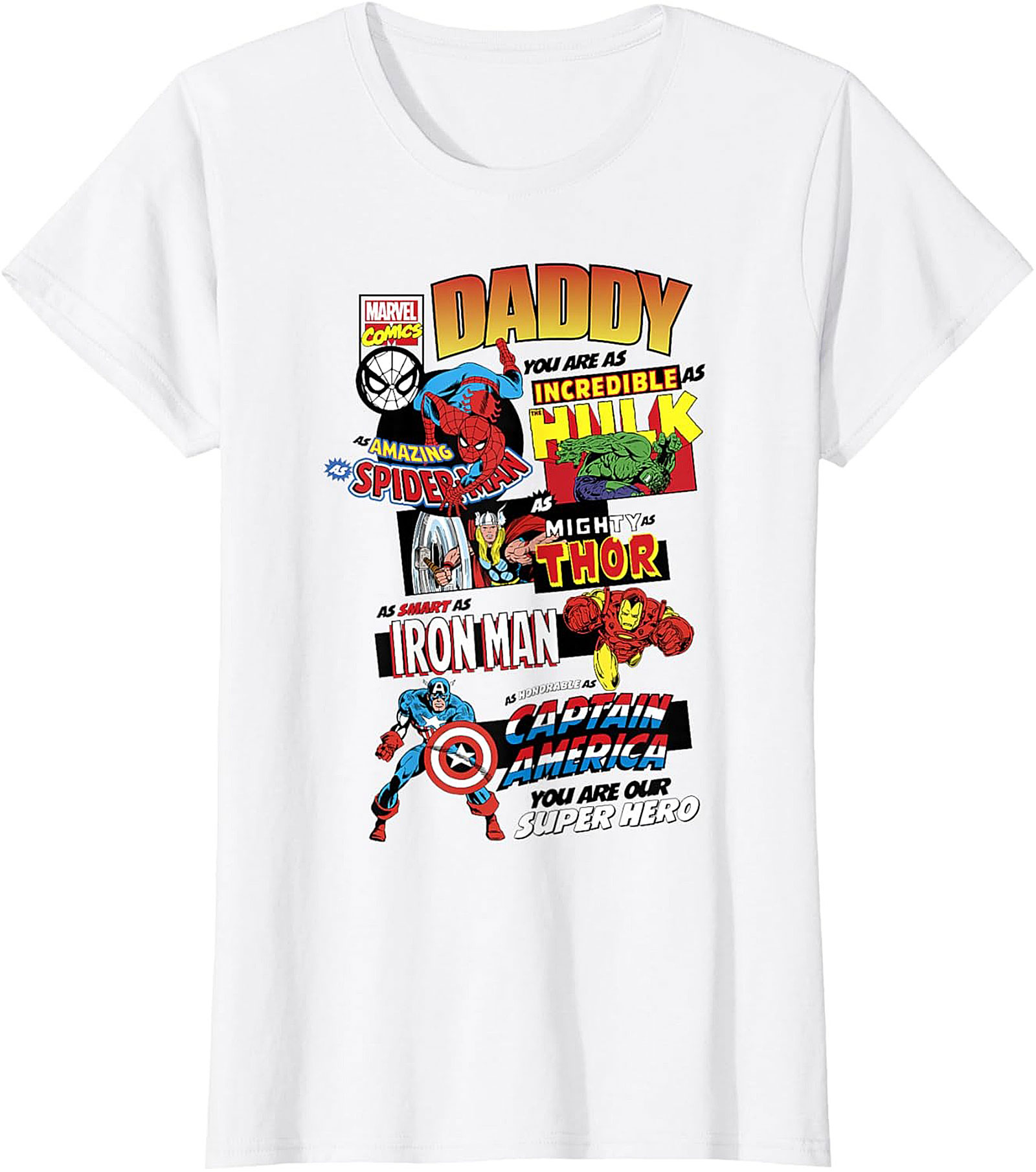 Marvel Dad T-shirt Superhero Tribute Graphic Tee