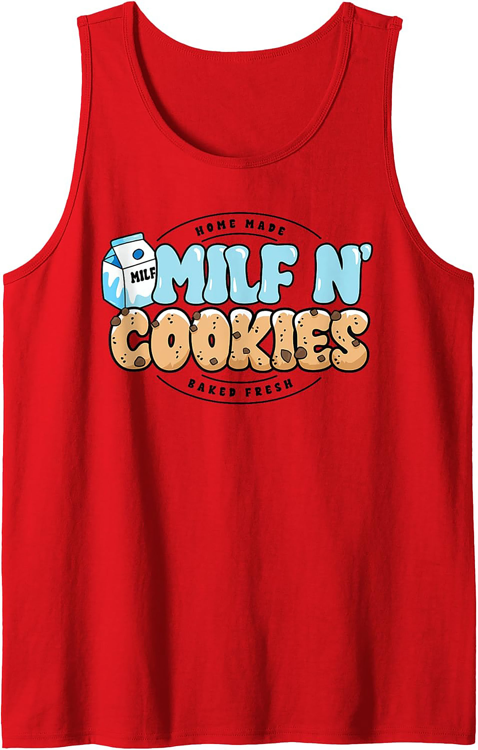 MILF N' Cookies Graphic Tank Top Funny Mom Sleeveless Shirt