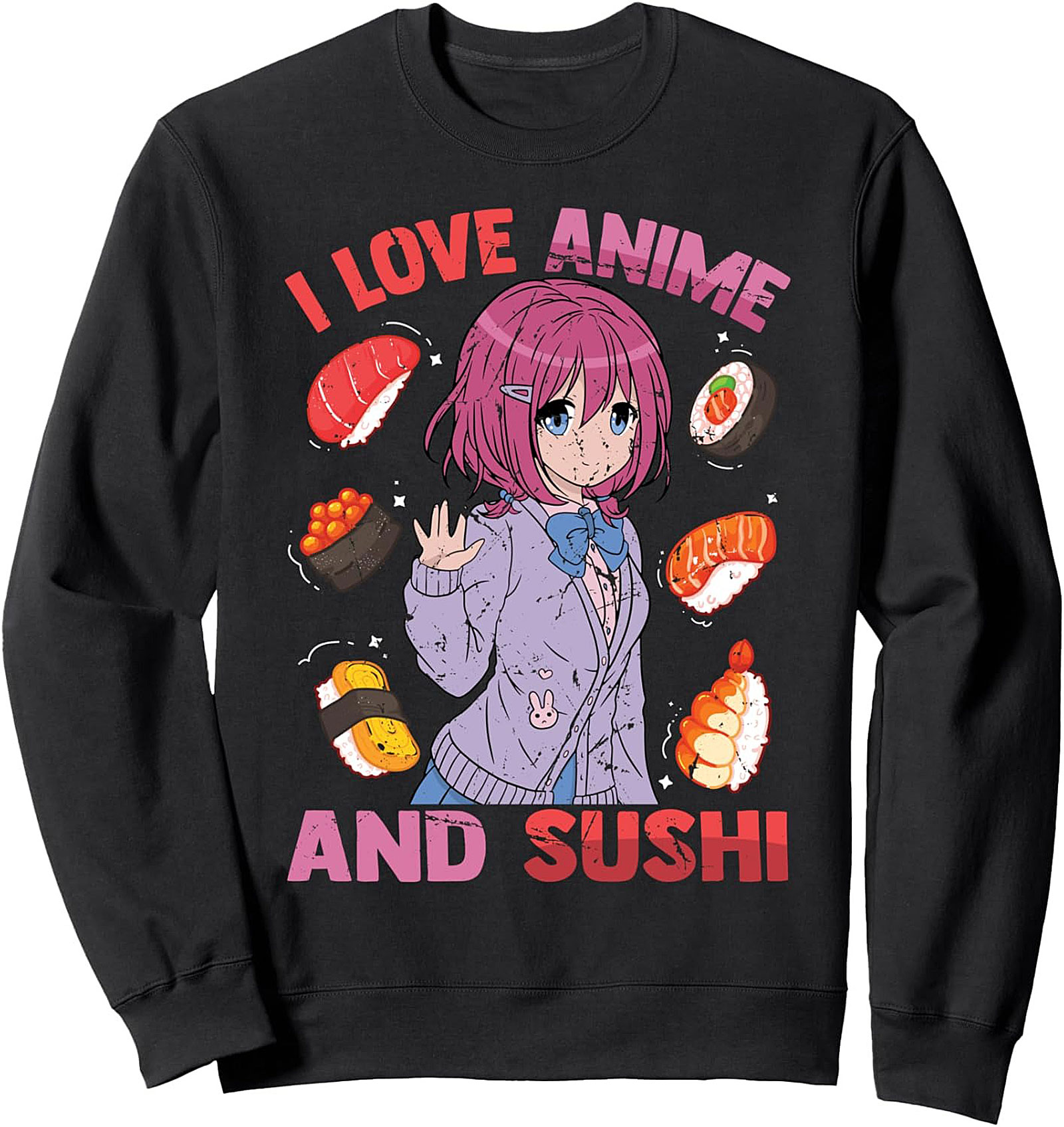 Anime Sushi Graphic Sweatshirt | Kawaii Crewneck Gift