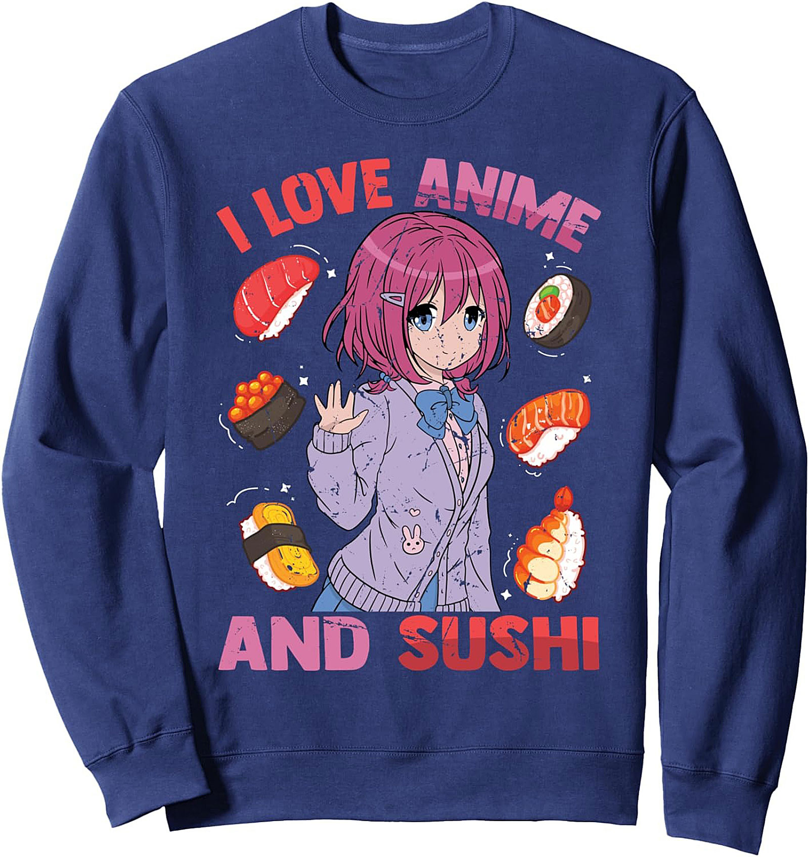 Anime Sushi Graphic Sweatshirt | Kawaii Crewneck Gift