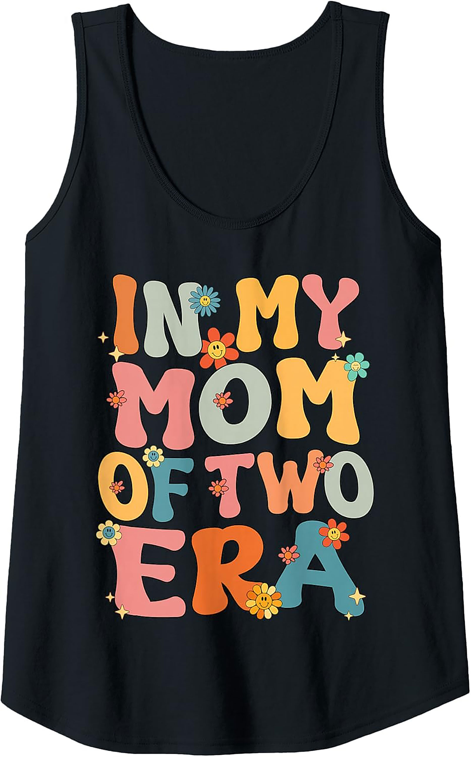 Groovy "Mom of Two Era" Graphic Tank Top Retro Sleeveless Tee