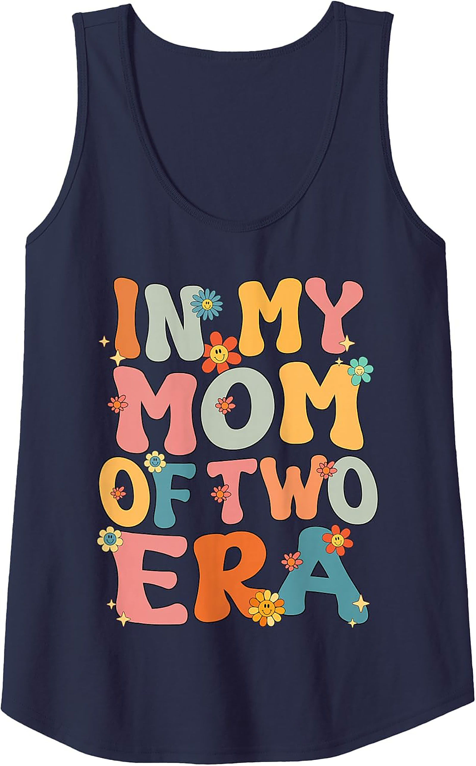 Groovy "Mom of Two Era" Graphic Tank Top Retro Sleeveless Tee