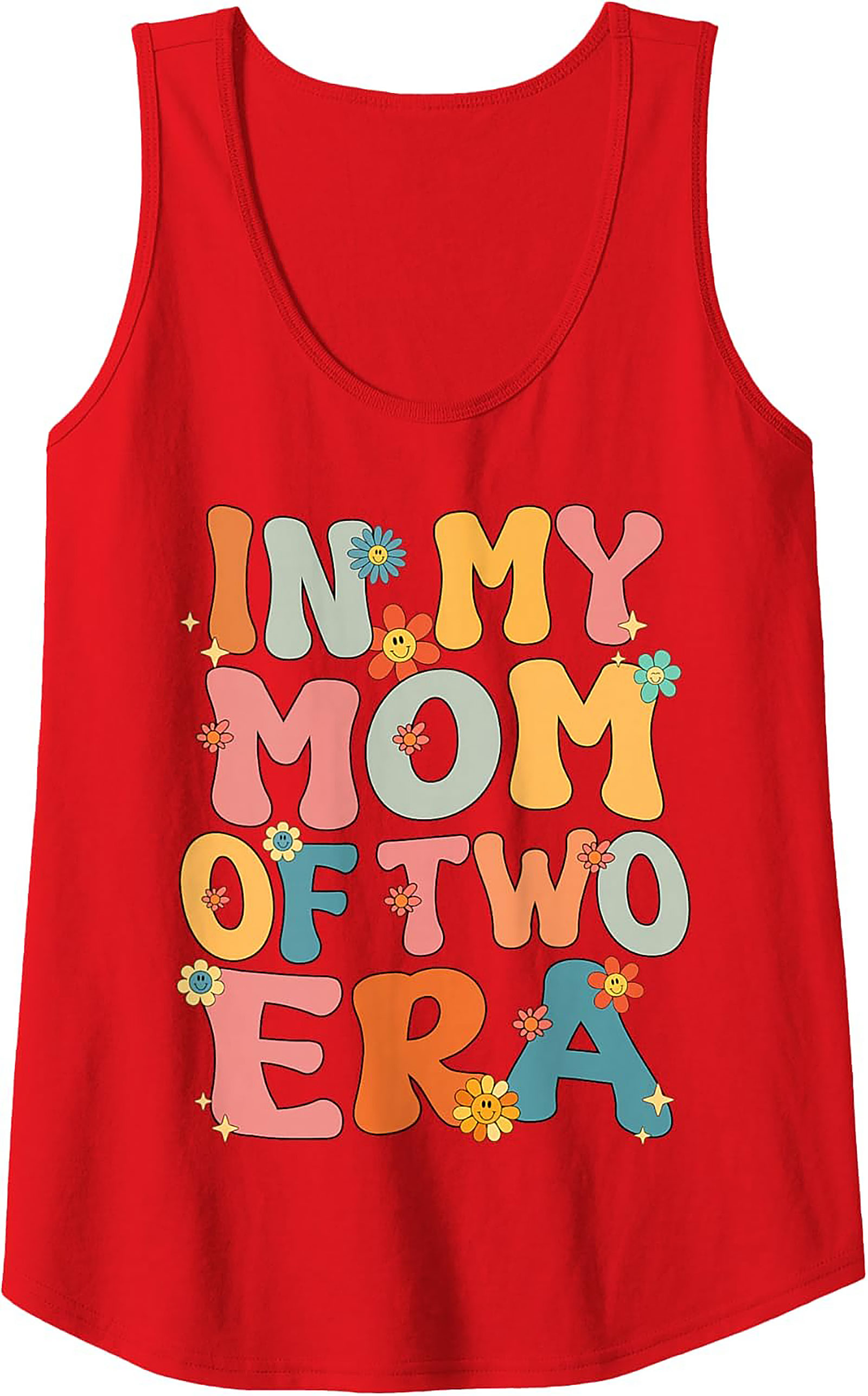 Groovy "Mom of Two Era" Graphic Tank Top Retro Sleeveless Tee