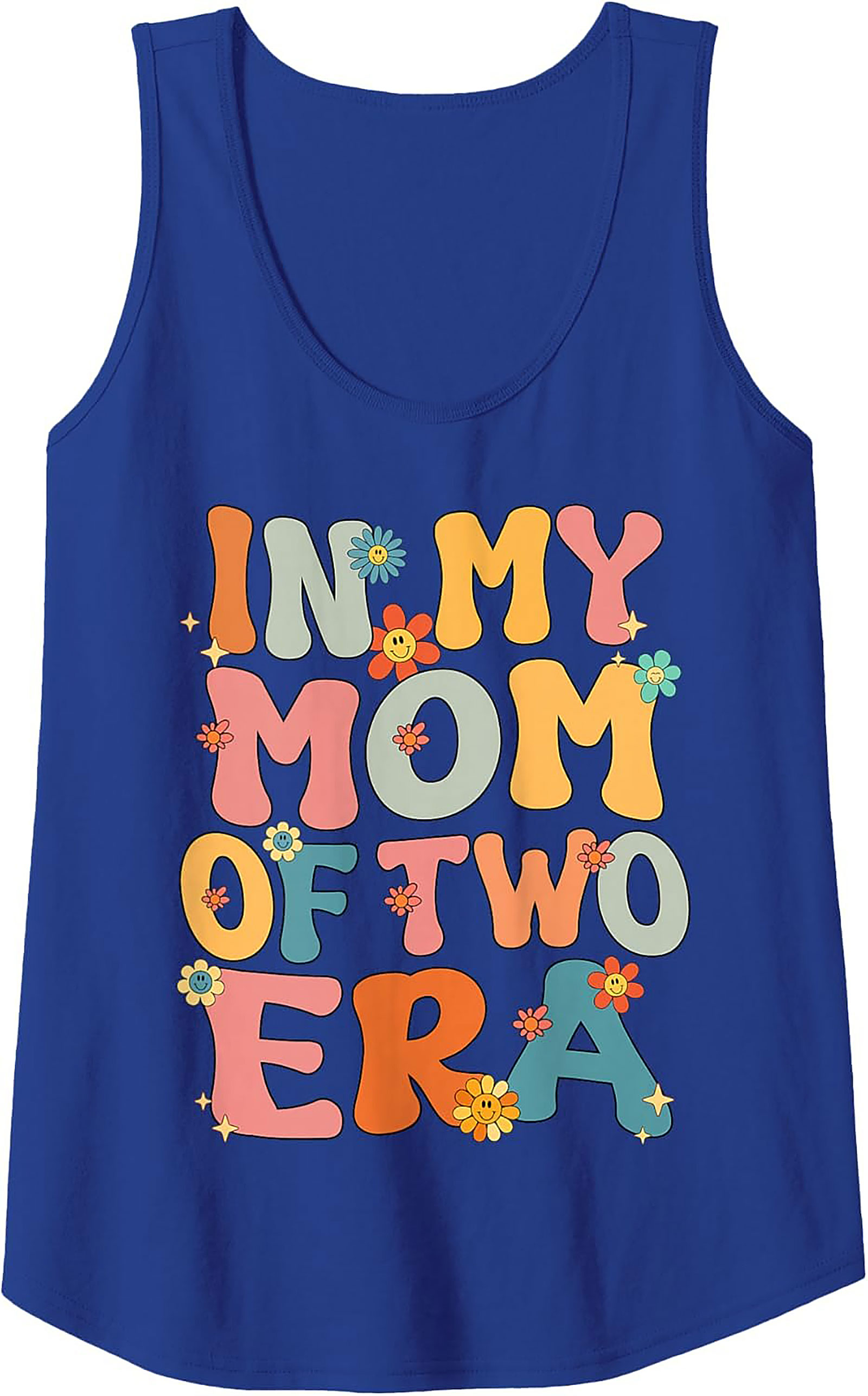 Groovy "Mom of Two Era" Graphic Tank Top Retro Sleeveless Tee