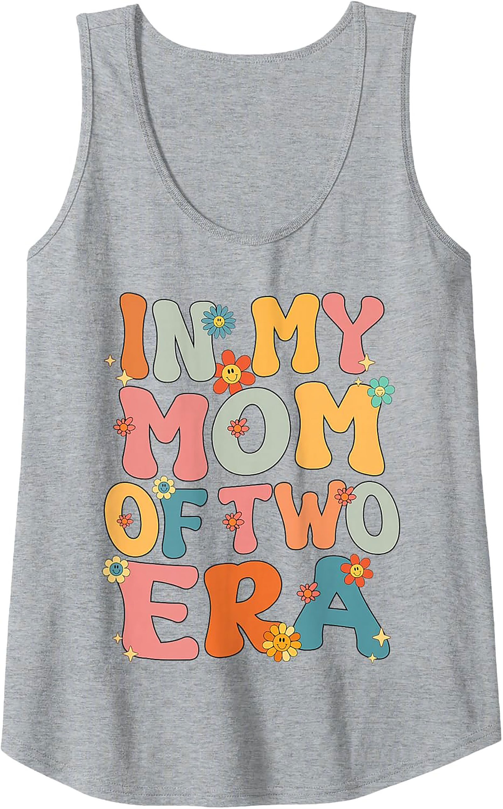Groovy "Mom of Two Era" Graphic Tank Top Retro Sleeveless Tee