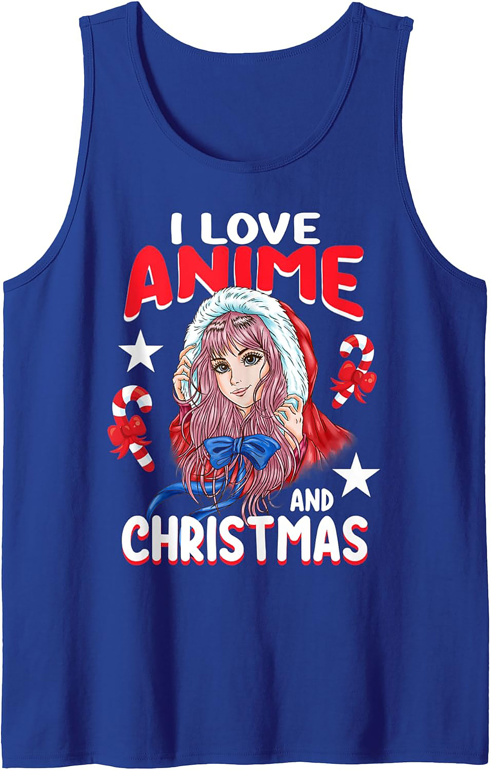 Anime Christmas Graphic Tank Top | Festive Sleeveless Shirt
