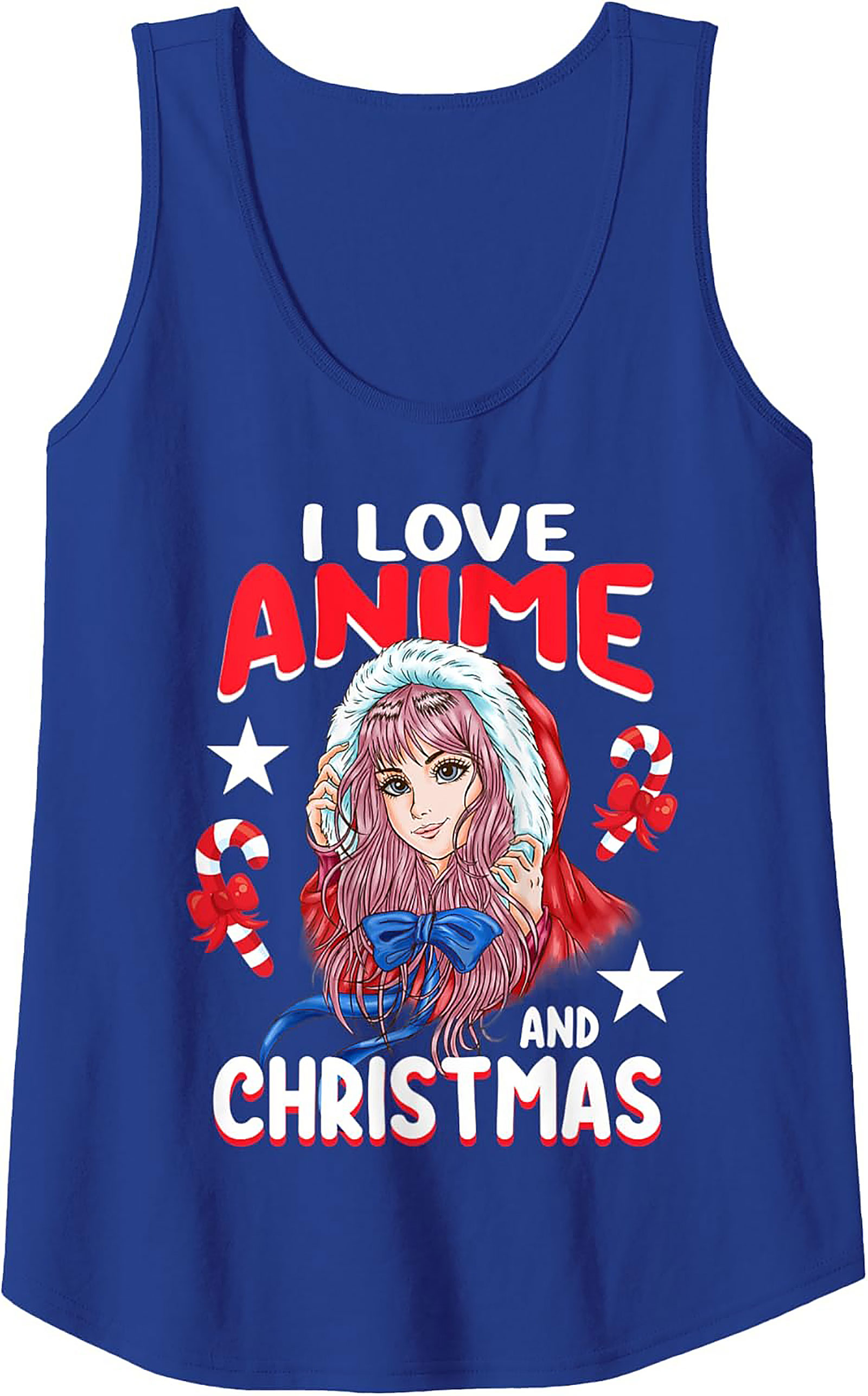 Anime Christmas Graphic Tank Top | Festive Sleeveless Shirt