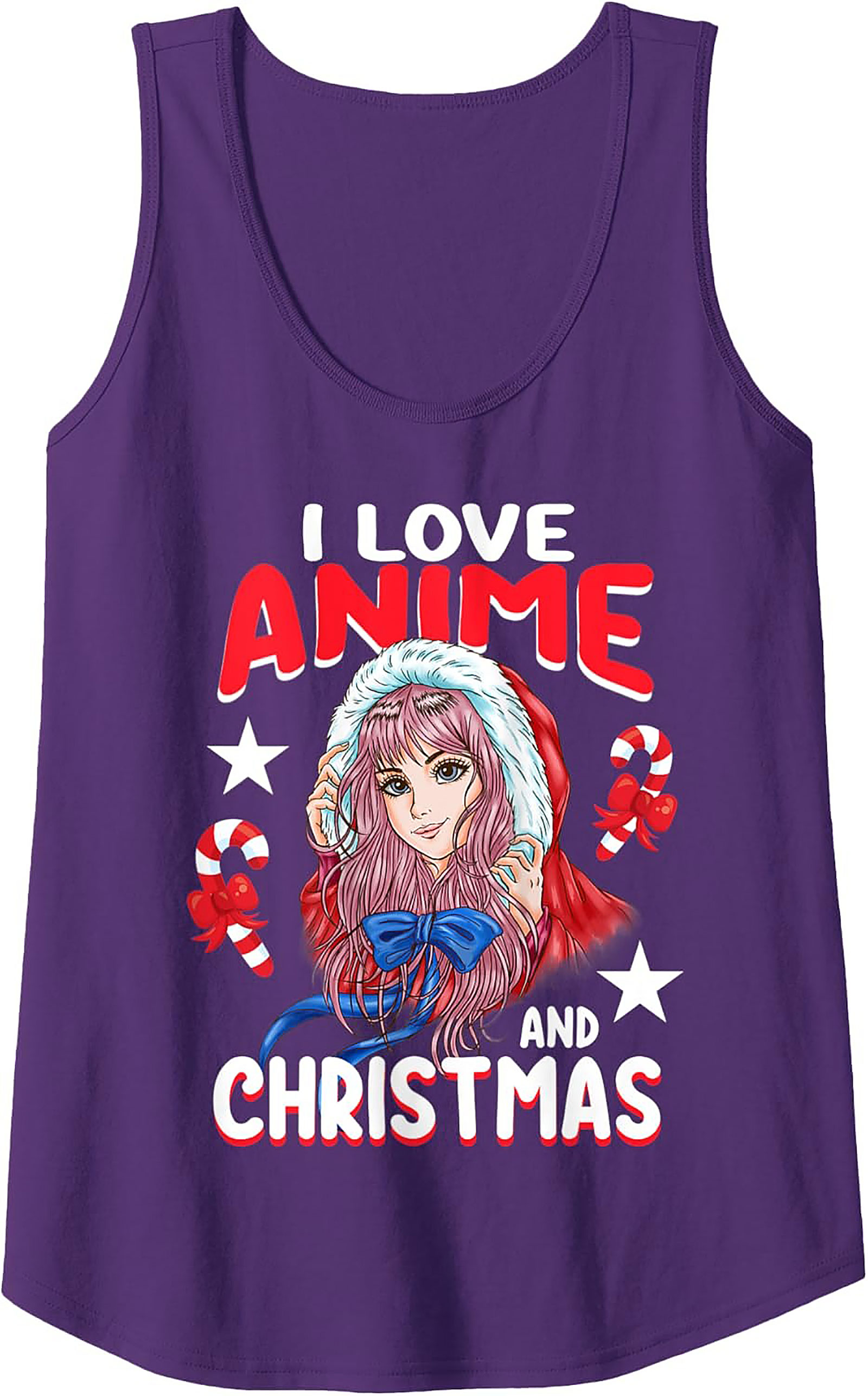 Anime Christmas Graphic Tank Top | Festive Sleeveless Shirt