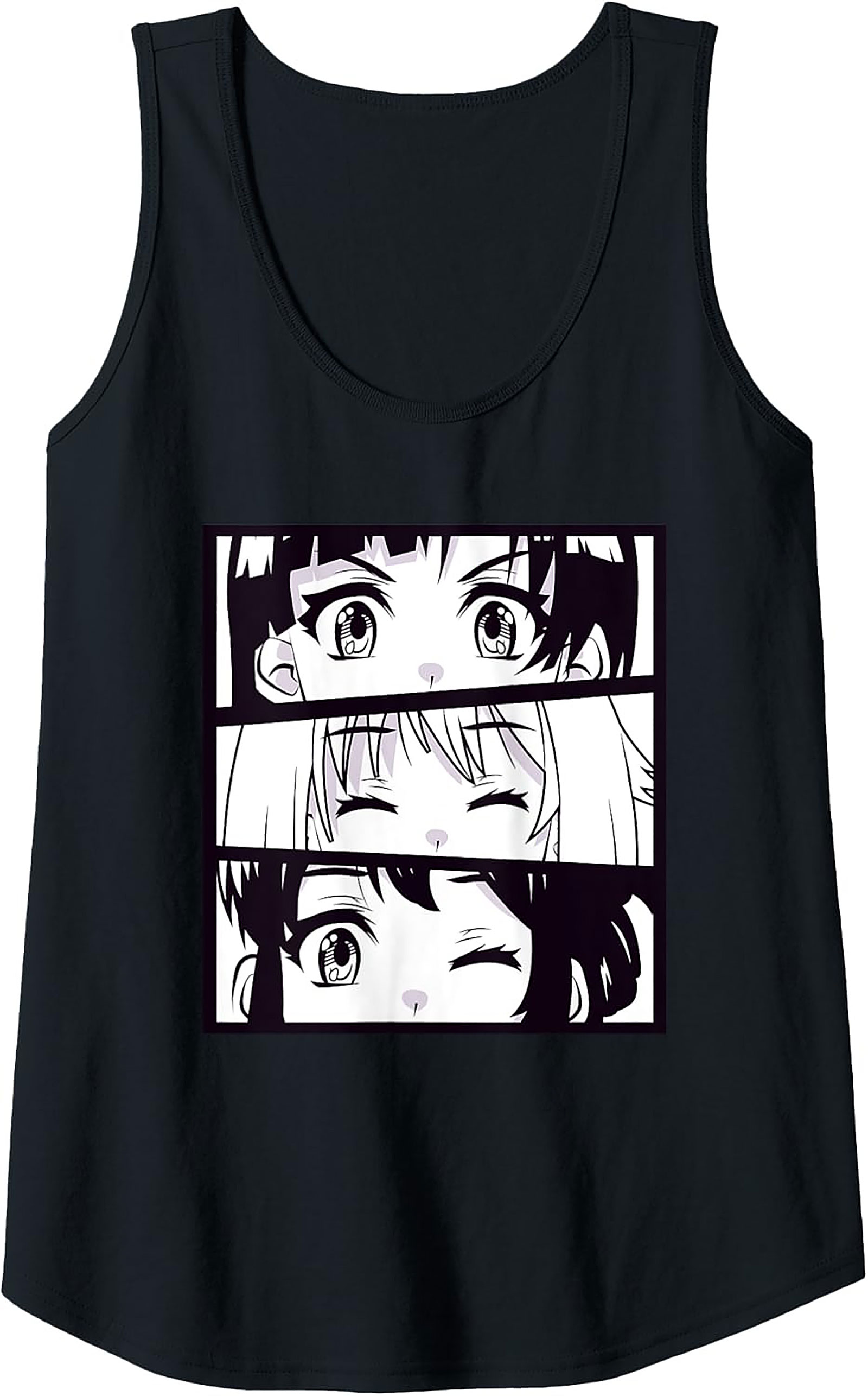 Anime Eyes Graphic Tank Top | Otaku Sleeveless Shirt