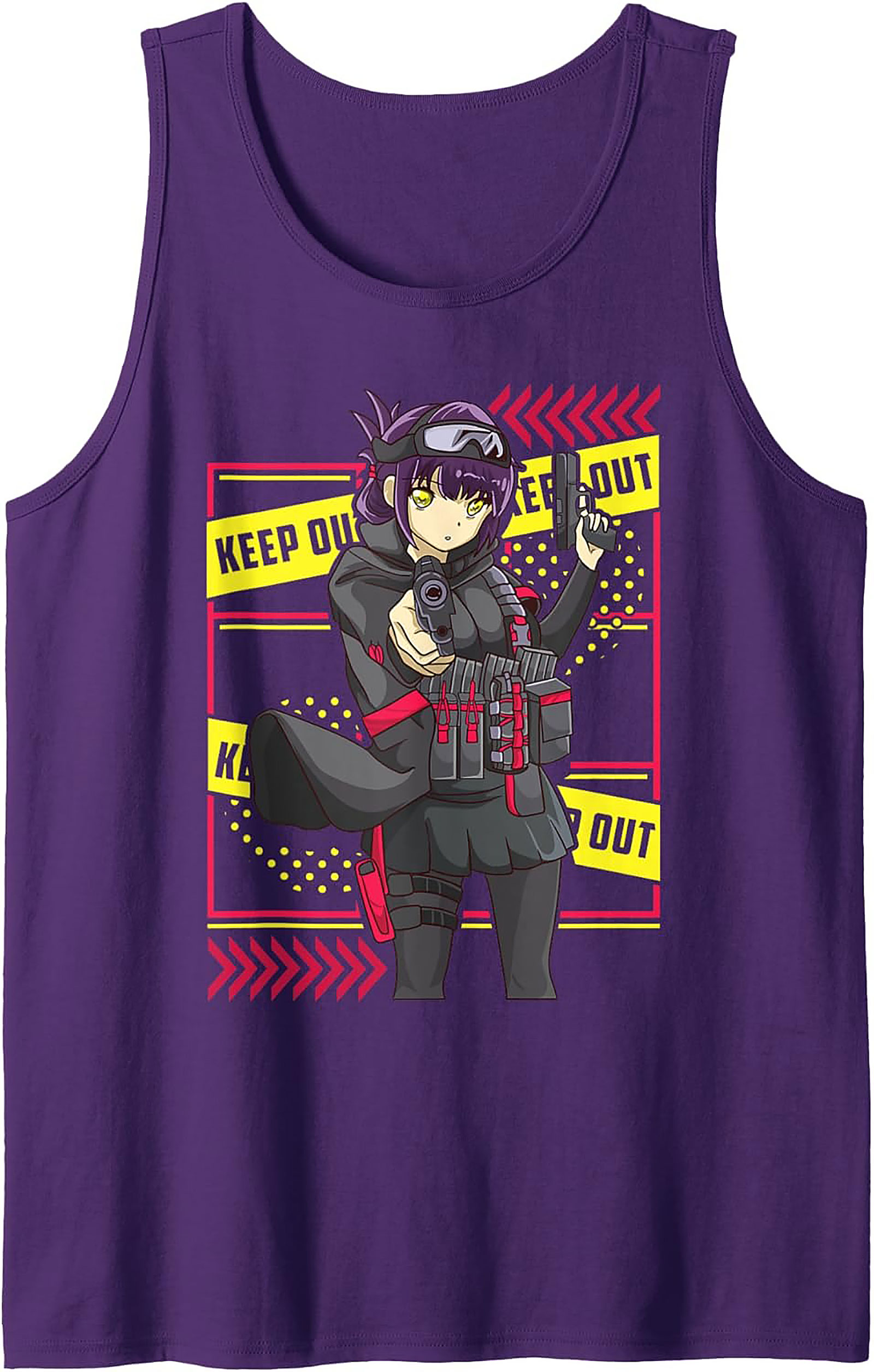 Tactical Anime Graphic Tank | Keep Out Sleeveless Shirt