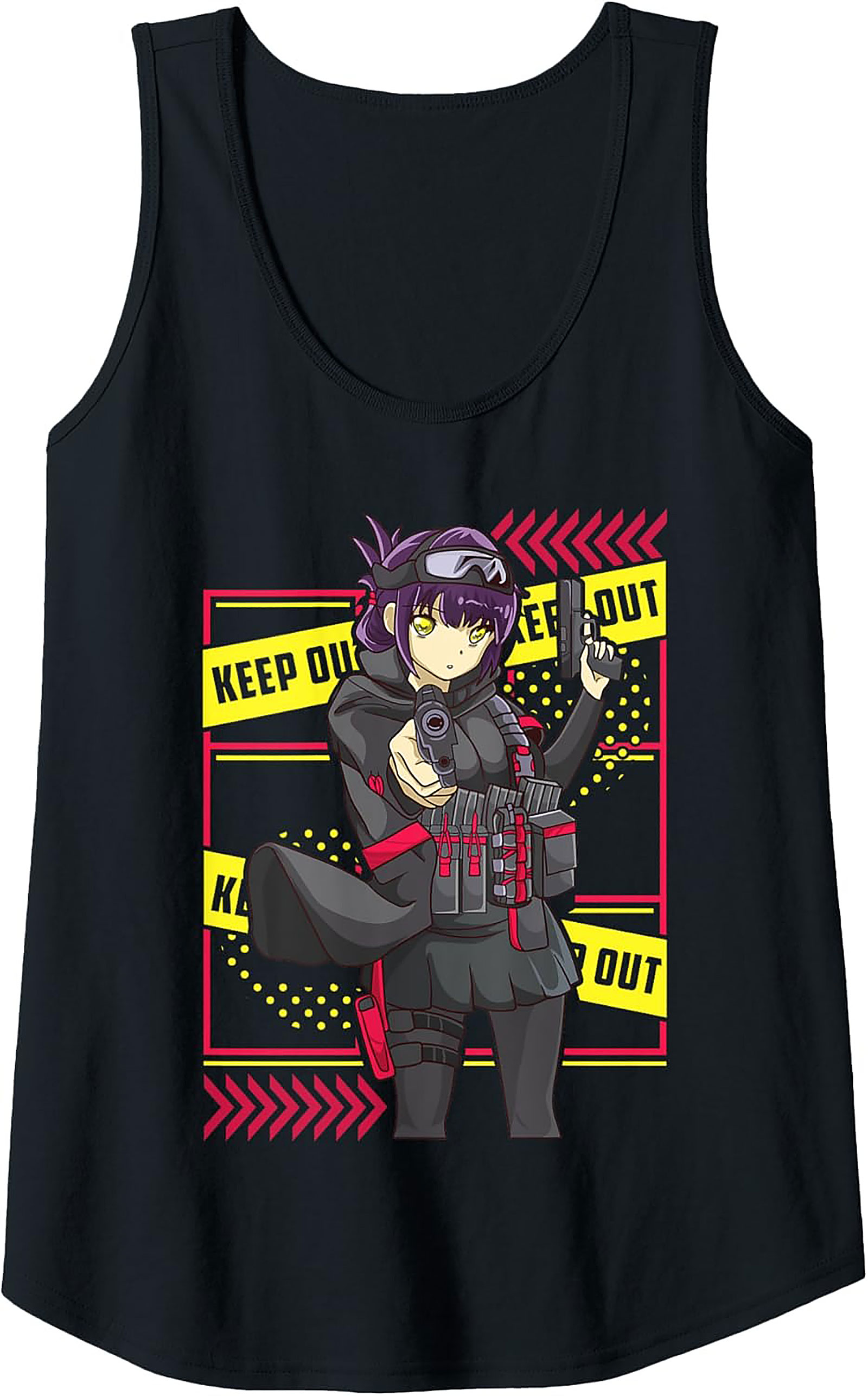 Tactical Anime Graphic Tank | Keep Out Sleeveless Shirt