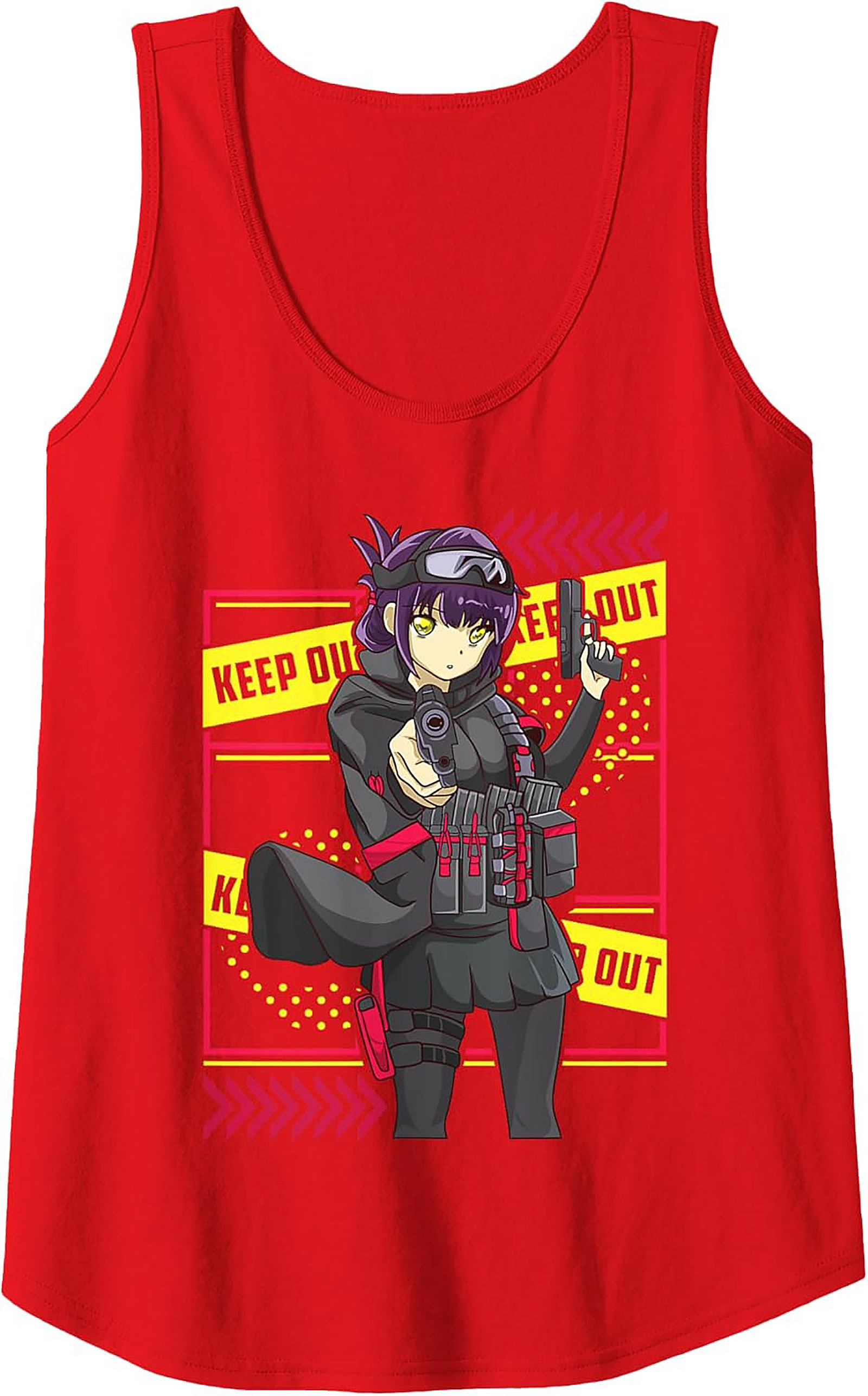 Tactical Anime Graphic Tank | Keep Out Sleeveless Shirt