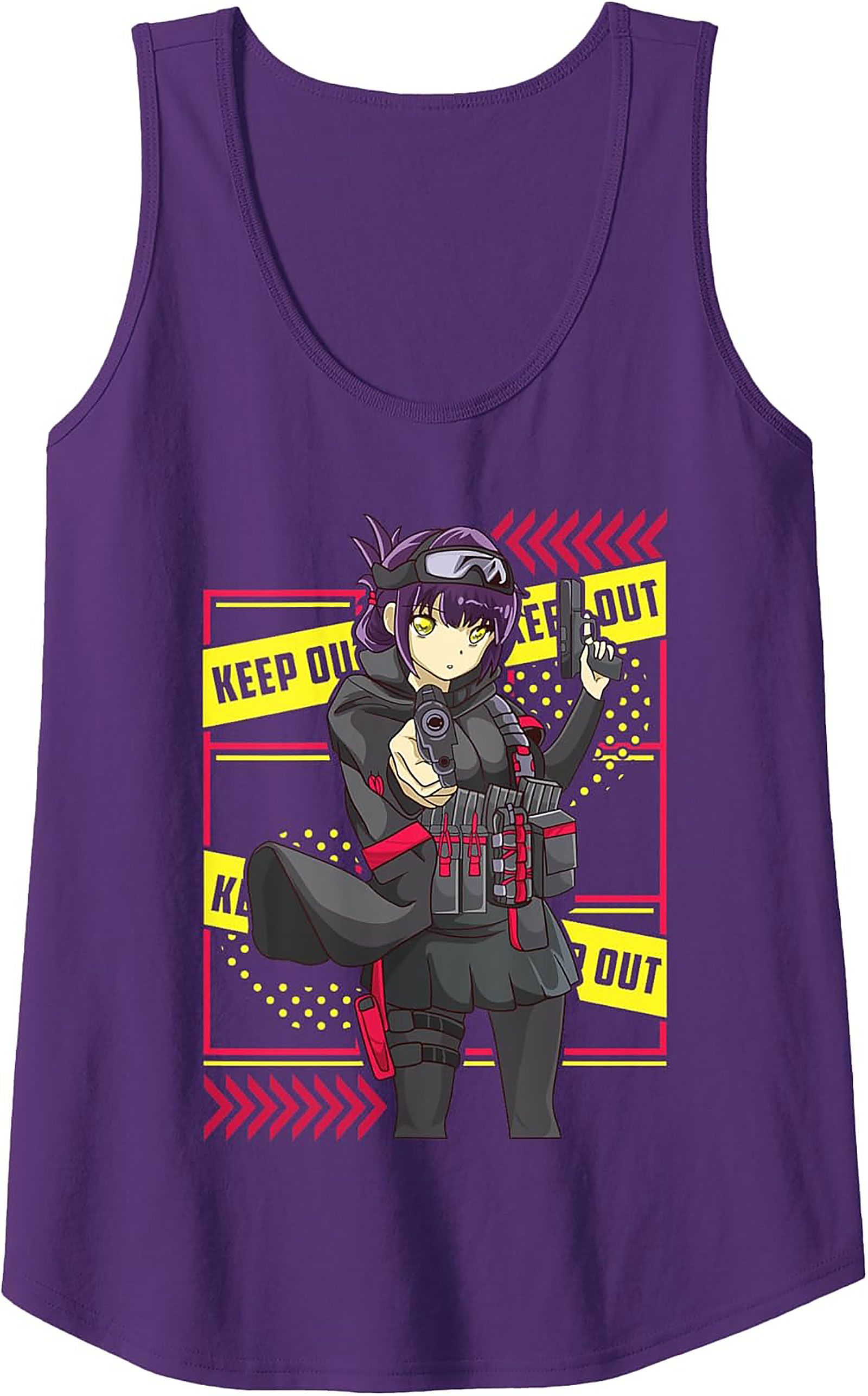 Tactical Anime Graphic Tank | Keep Out Sleeveless Shirt