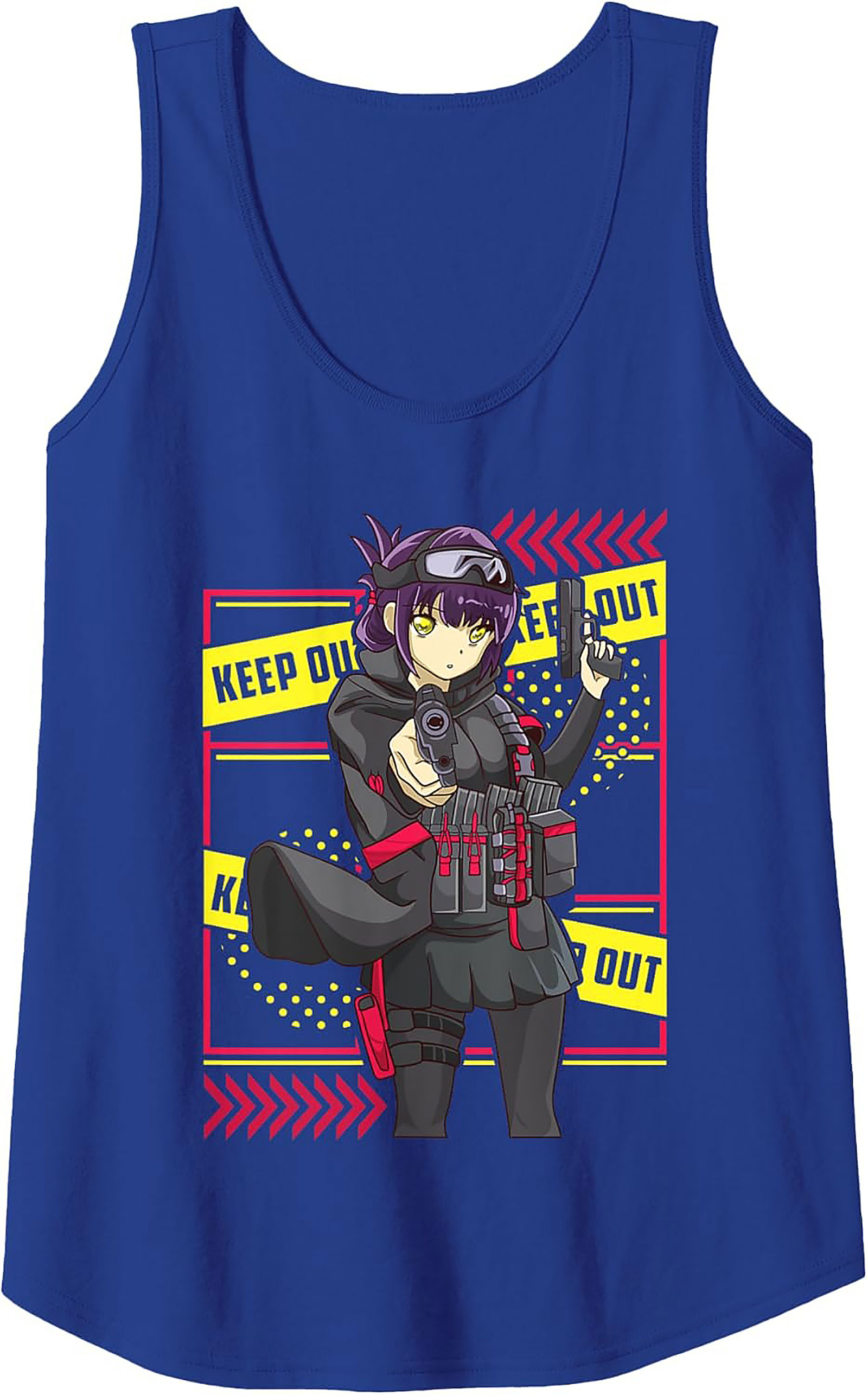 Tactical Anime Graphic Tank | Keep Out Sleeveless Shirt