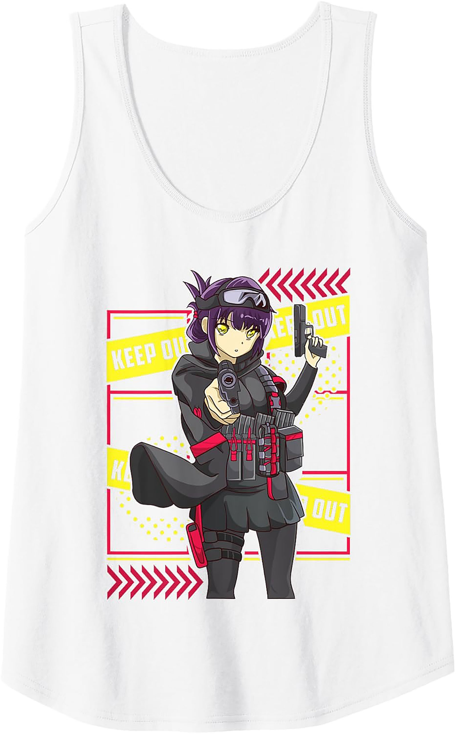 Tactical Anime Graphic Tank | Keep Out Sleeveless Shirt