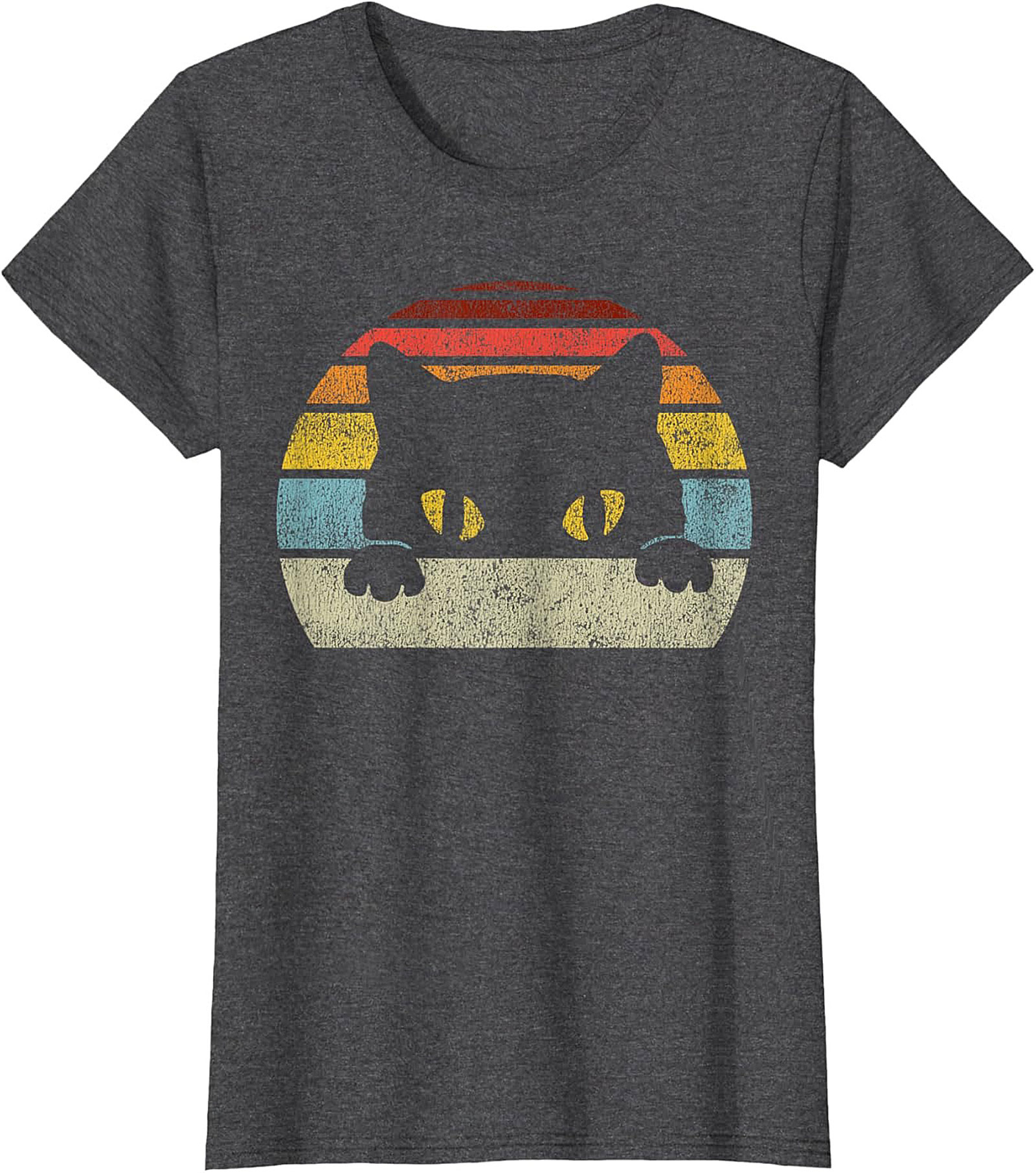 Vintage Cat Silhouette T-shirt Retro Graphic Tee Gift