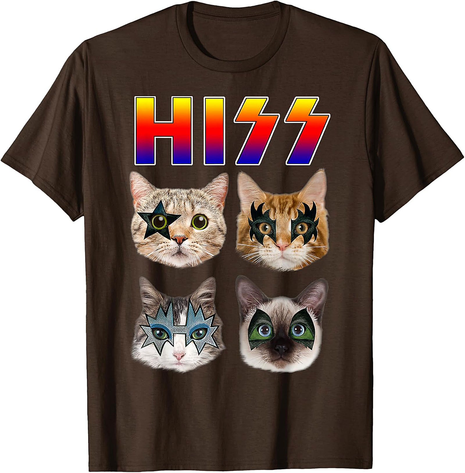 HISS Cat KISS Parody Graphic Tee Funny Rock Shirt