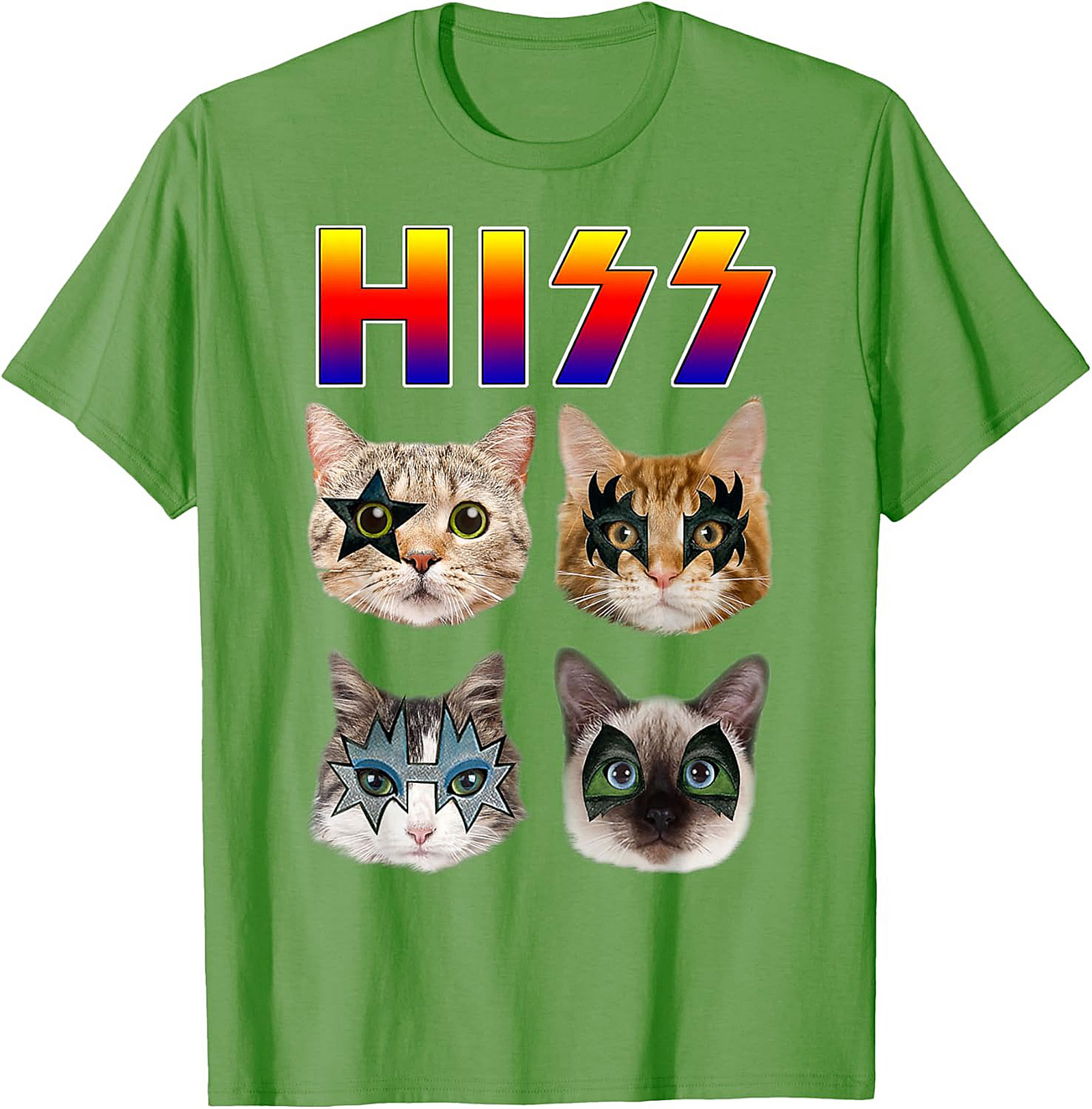 HISS Cat KISS Parody Graphic Tee Funny Rock Shirt