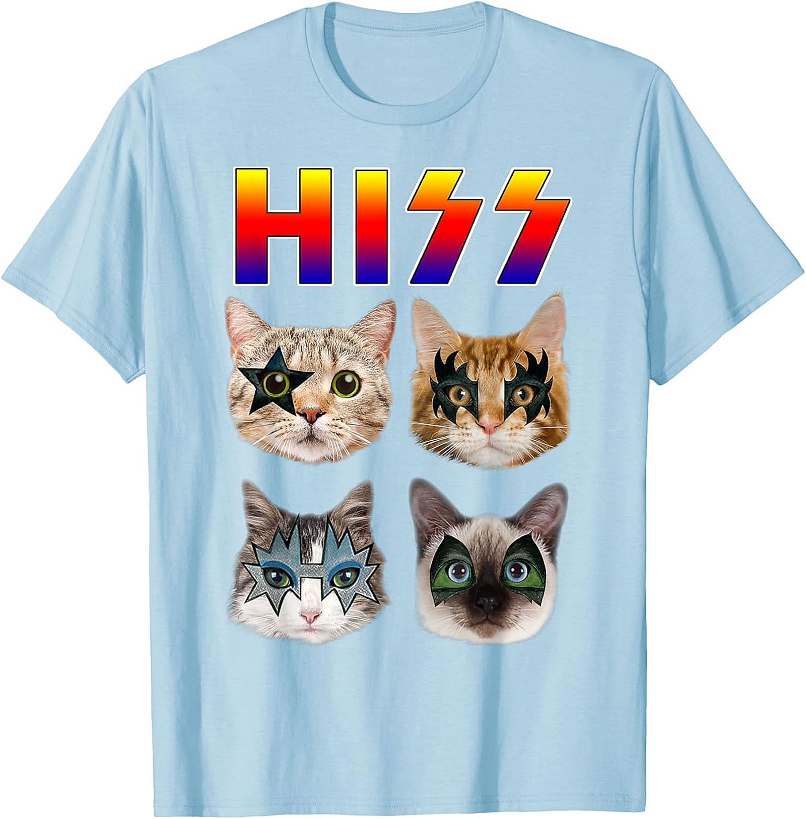 HISS Cat KISS Parody Graphic Tee Funny Rock Shirt