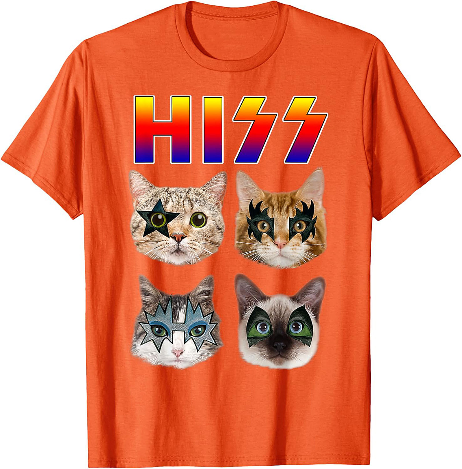 HISS Cat KISS Parody Graphic Tee Funny Rock Shirt