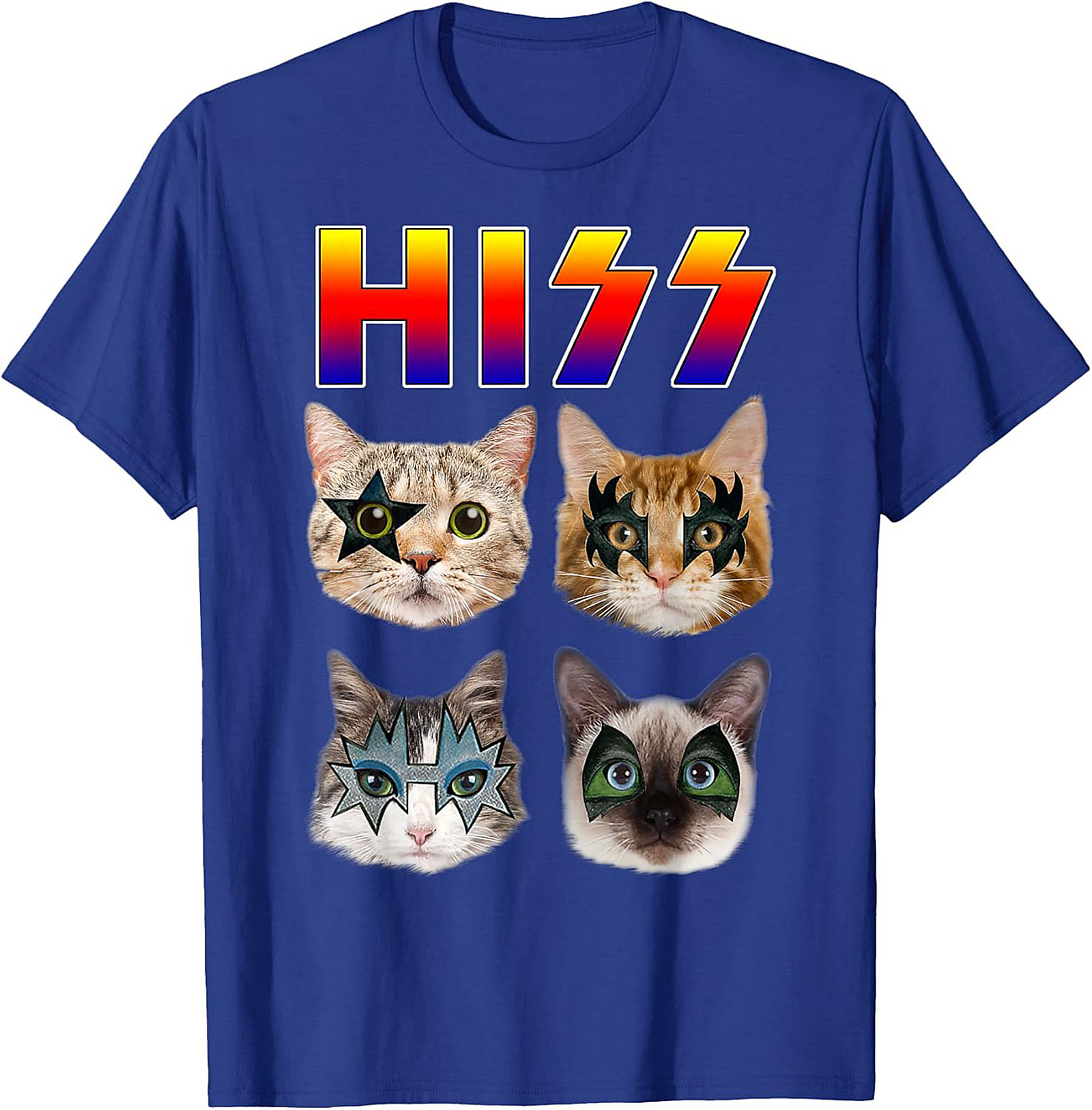 HISS Cat KISS Parody Graphic Tee Funny Rock Shirt