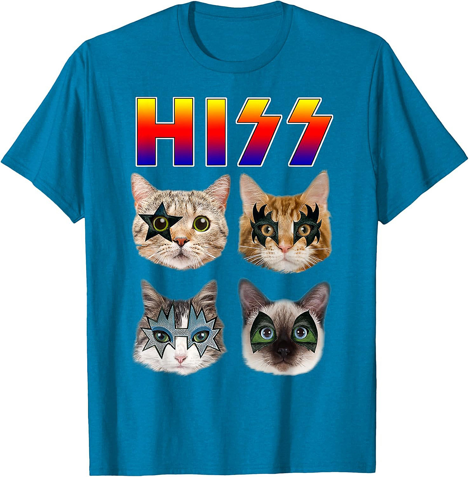 HISS Cat KISS Parody Graphic Tee Funny Rock Shirt