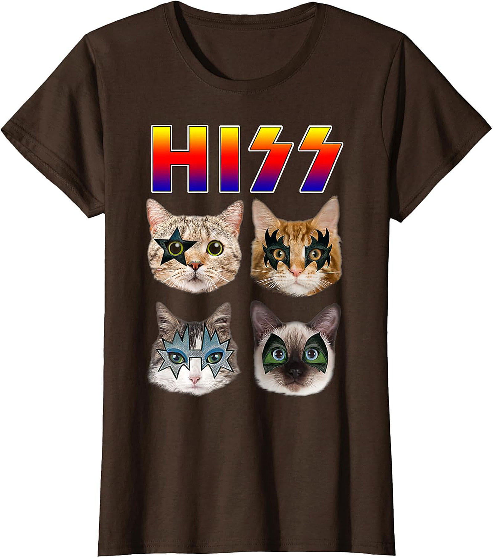 HISS Cat KISS Parody Graphic Tee Funny Rock Shirt