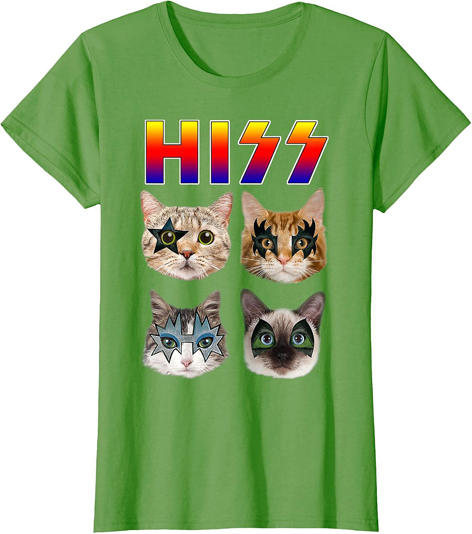 HISS Cat KISS Parody Graphic Tee Funny Rock Shirt