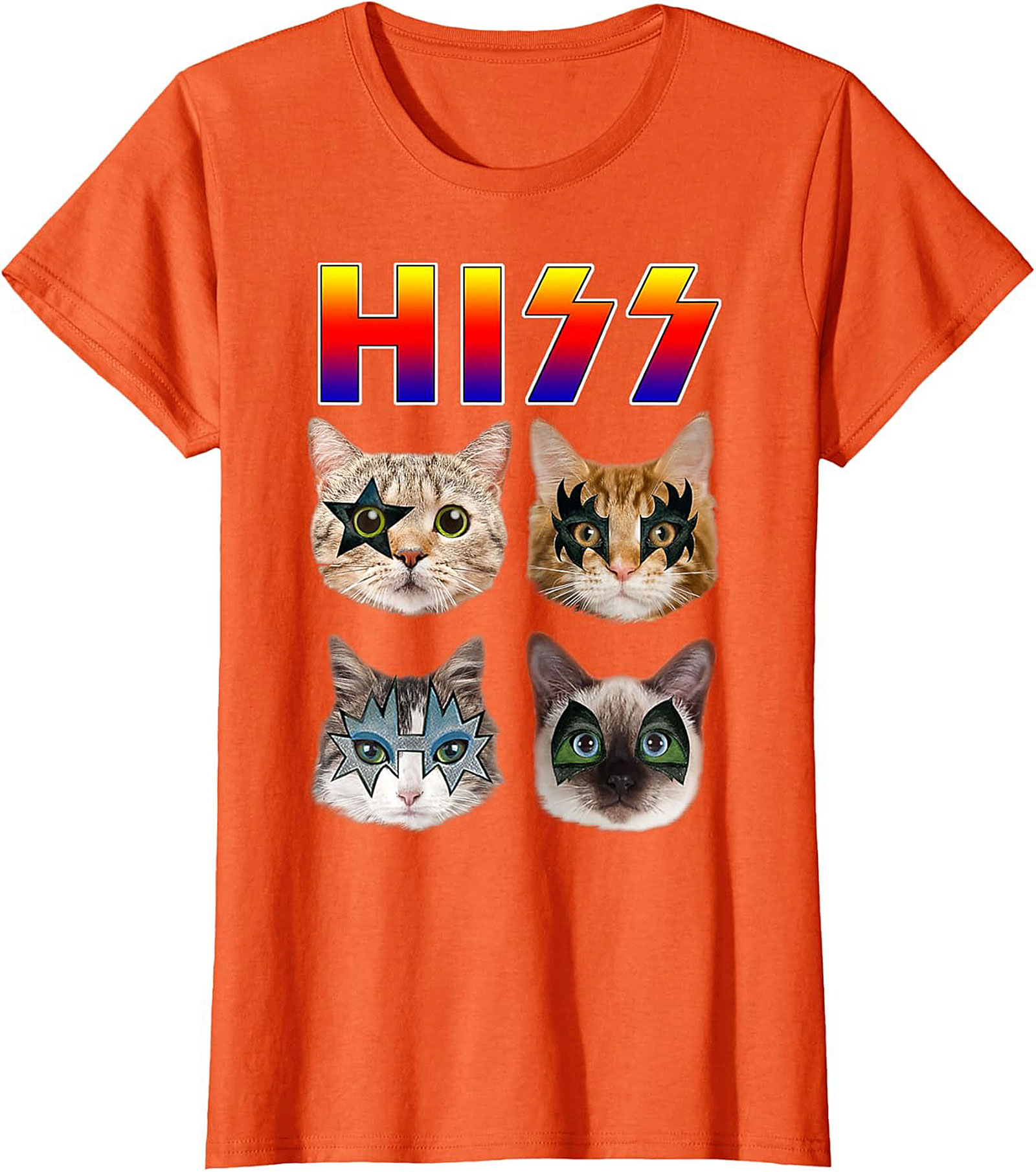 HISS Cat KISS Parody Graphic Tee Funny Rock Shirt
