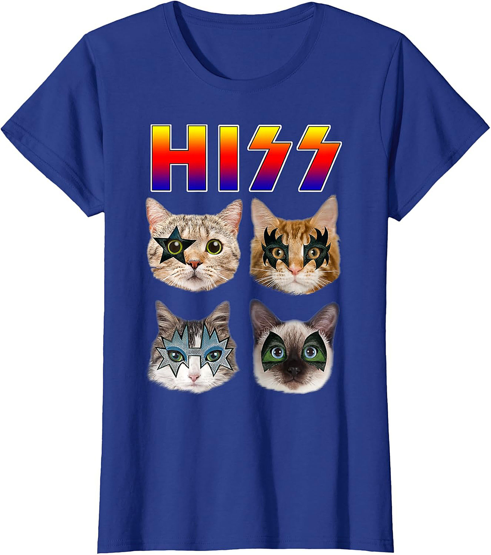HISS Cat KISS Parody Graphic Tee Funny Rock Shirt