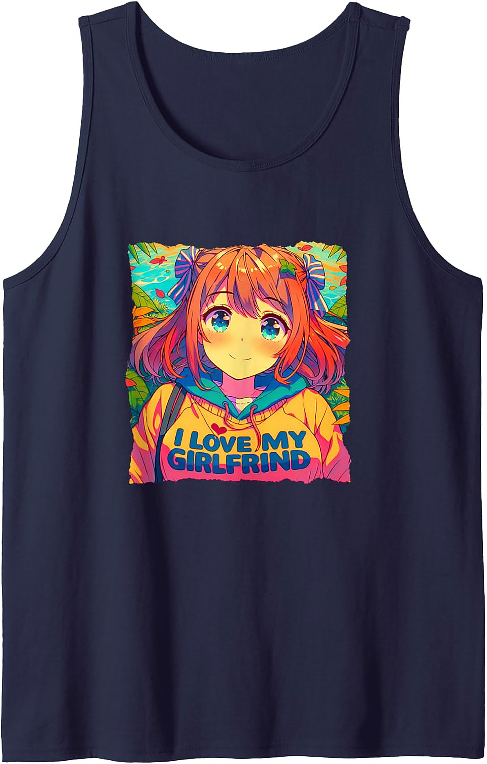 I Love My Girlfriend Anime Vaporwave Graphic Tank Top