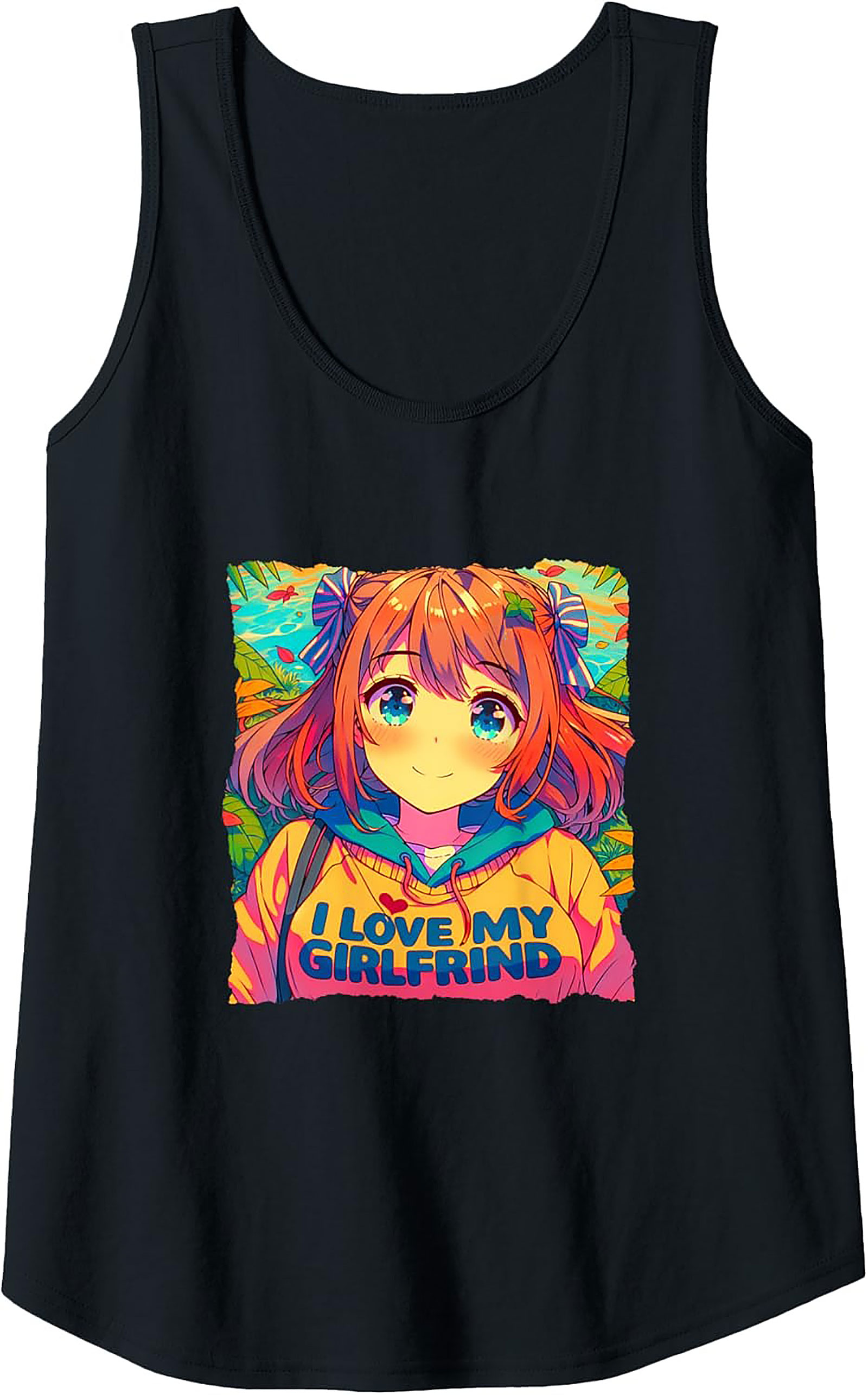 I Love My Girlfriend Anime Vaporwave Graphic Tank Top
