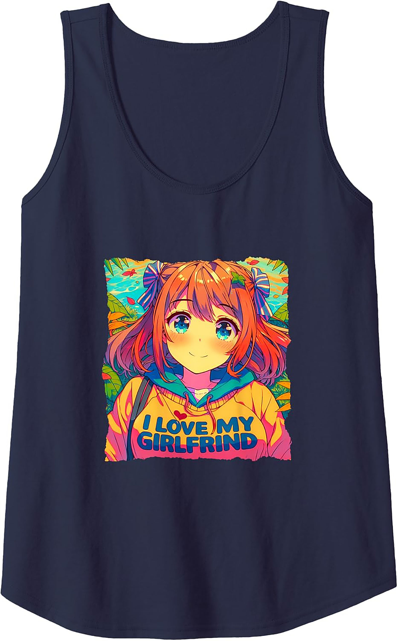 I Love My Girlfriend Anime Vaporwave Graphic Tank Top