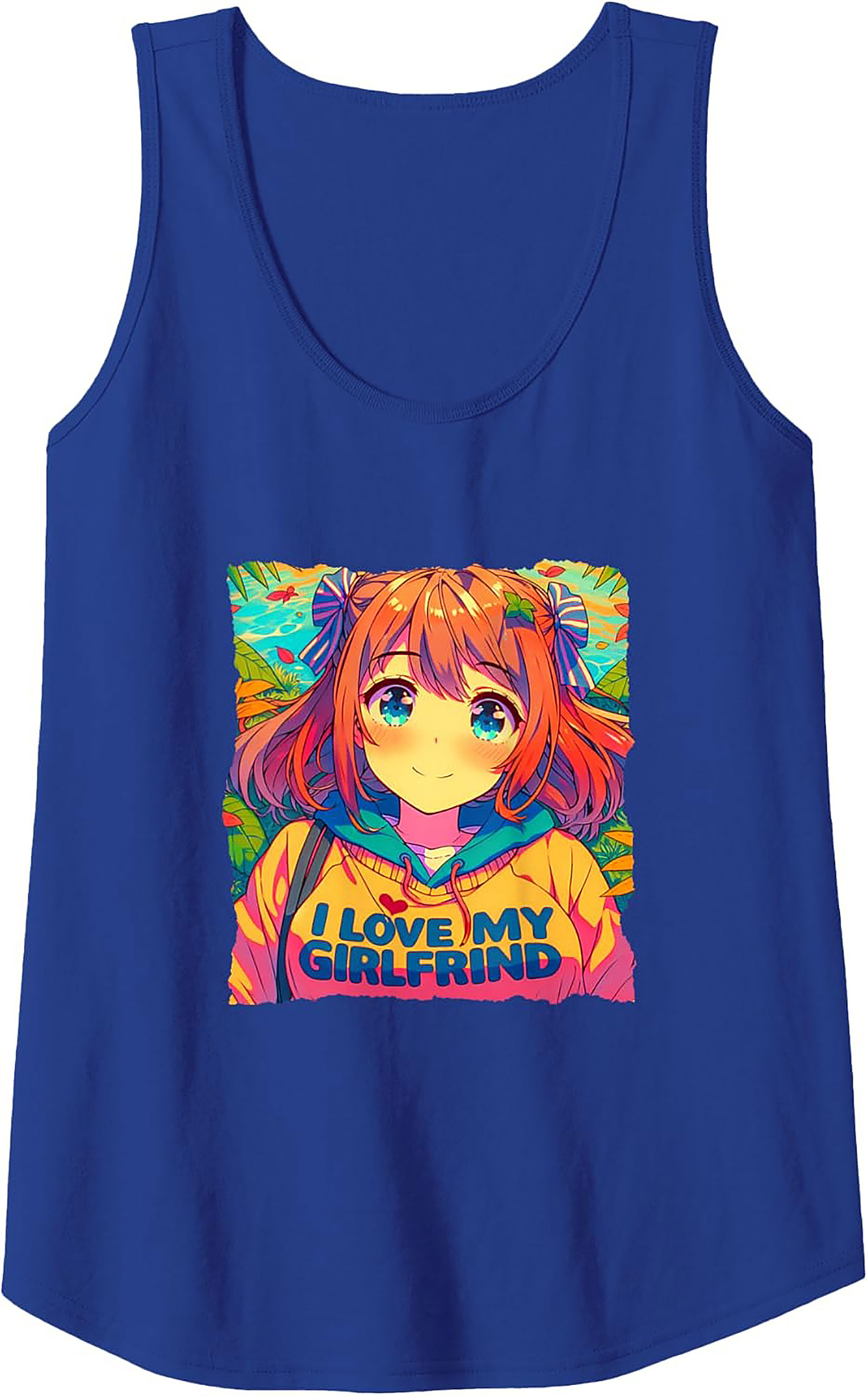 I Love My Girlfriend Anime Vaporwave Graphic Tank Top