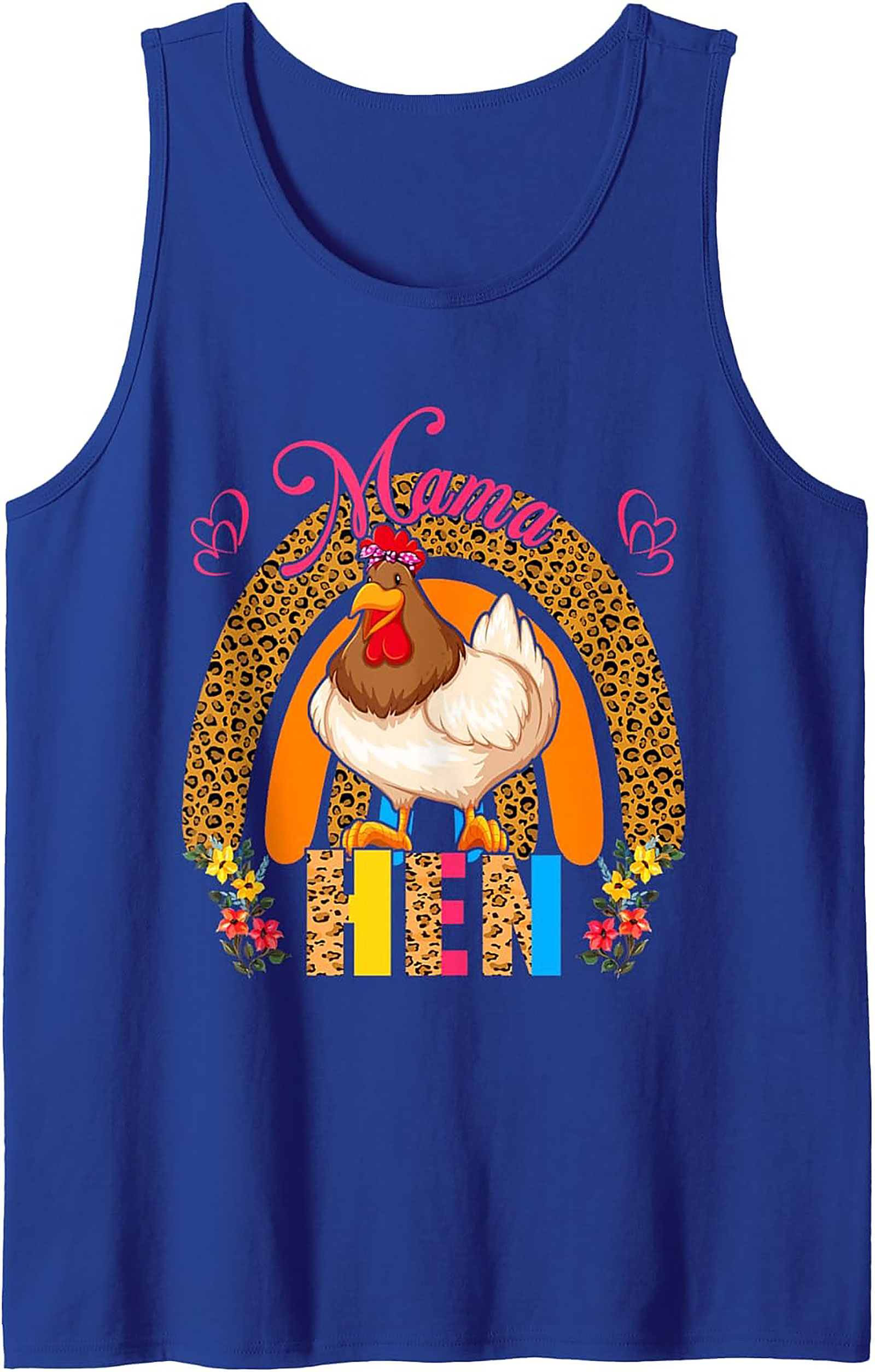 Mama Hen Tank Top Leopard Print Chicken Graphic Tee