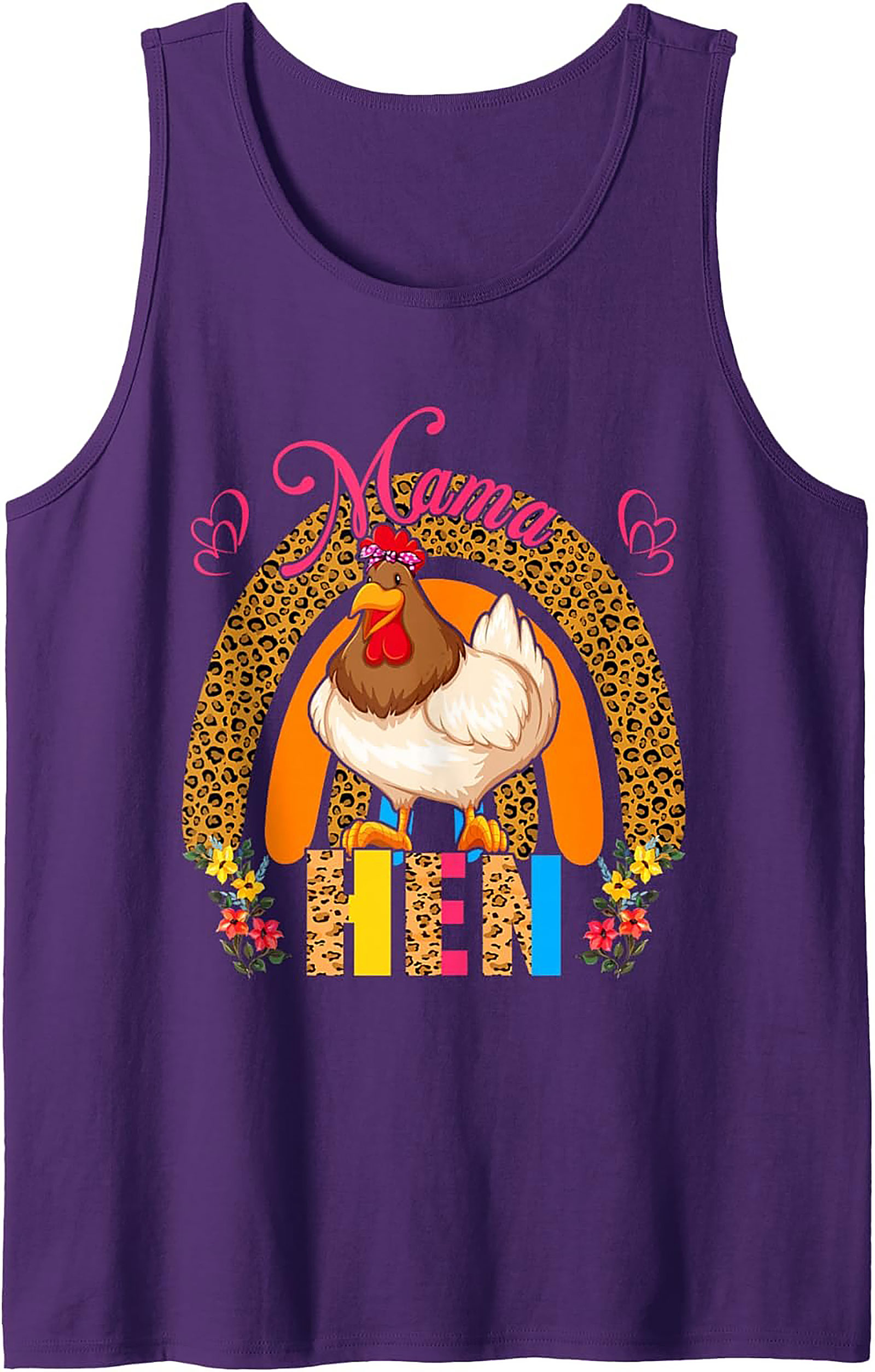 Mama Hen Tank Top Leopard Print Chicken Graphic Tee