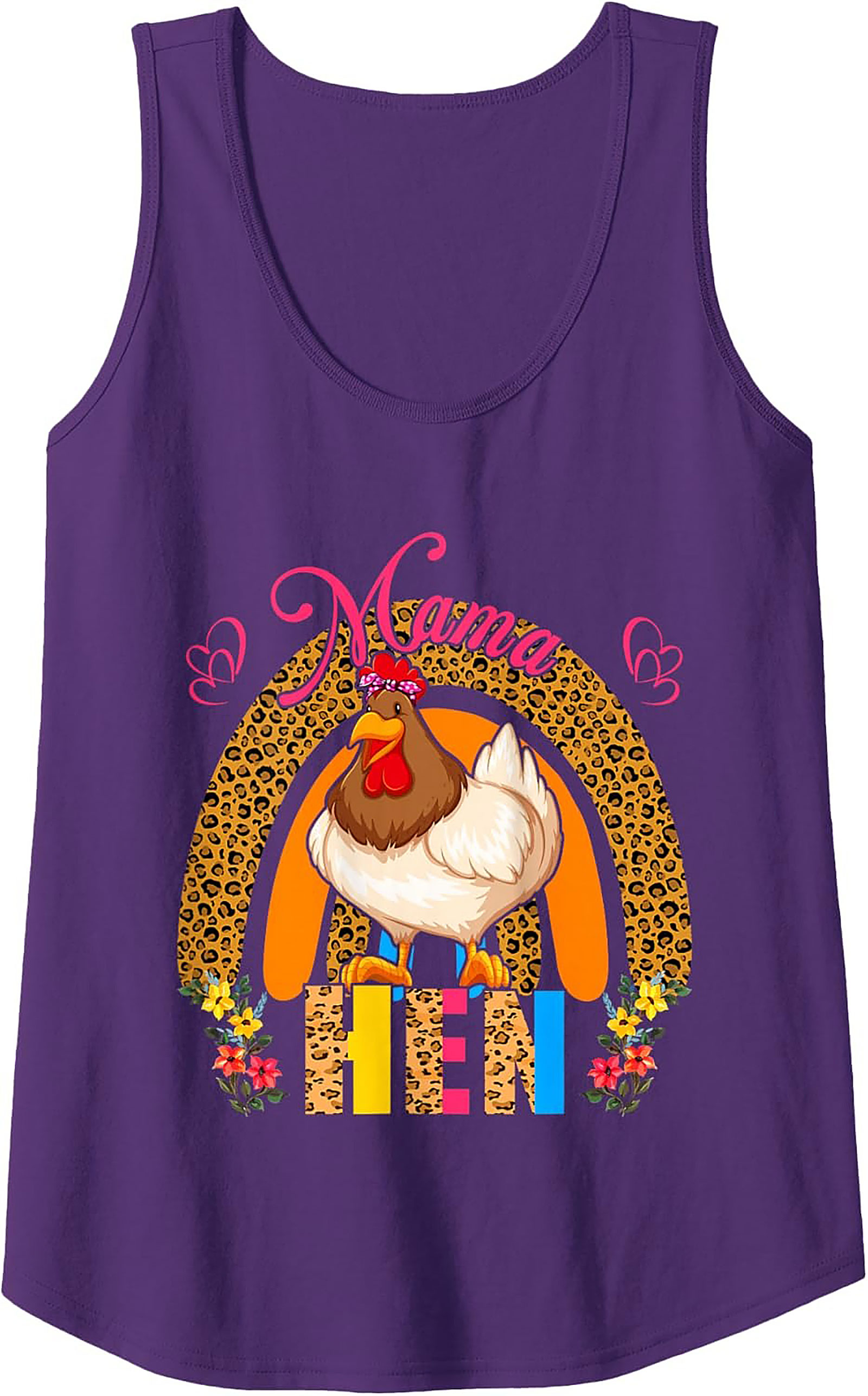Mama Hen Tank Top Leopard Print Chicken Graphic Tee