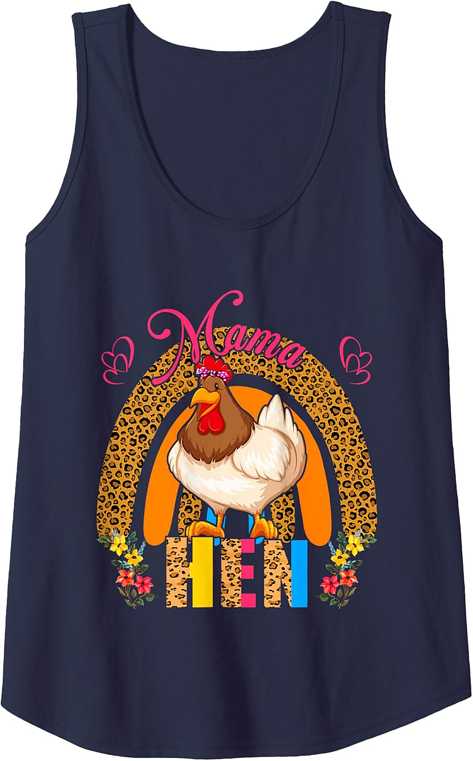Mama Hen Tank Top Leopard Print Chicken Graphic Tee