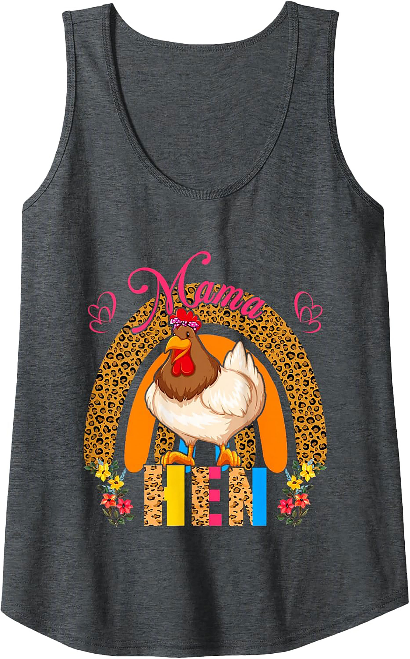 Mama Hen Tank Top Leopard Print Chicken Graphic Tee