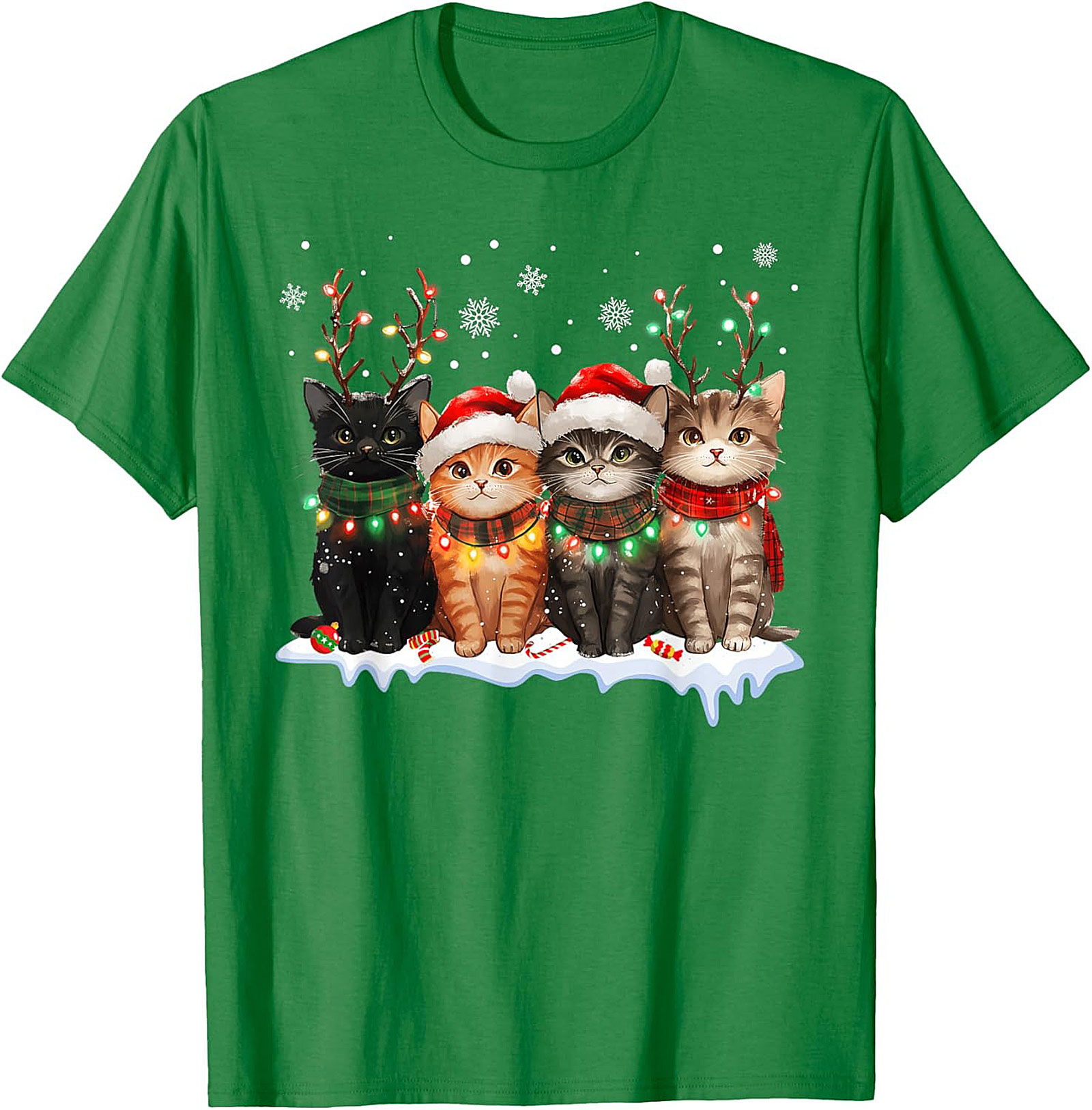 Cute Christmas Cat T-shirt Funny Holiday Kitten Graphic Tee