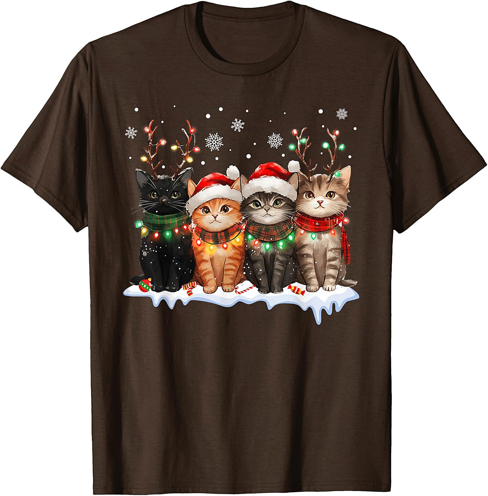 Cute Christmas Cat T-shirt Funny Holiday Kitten Graphic Tee