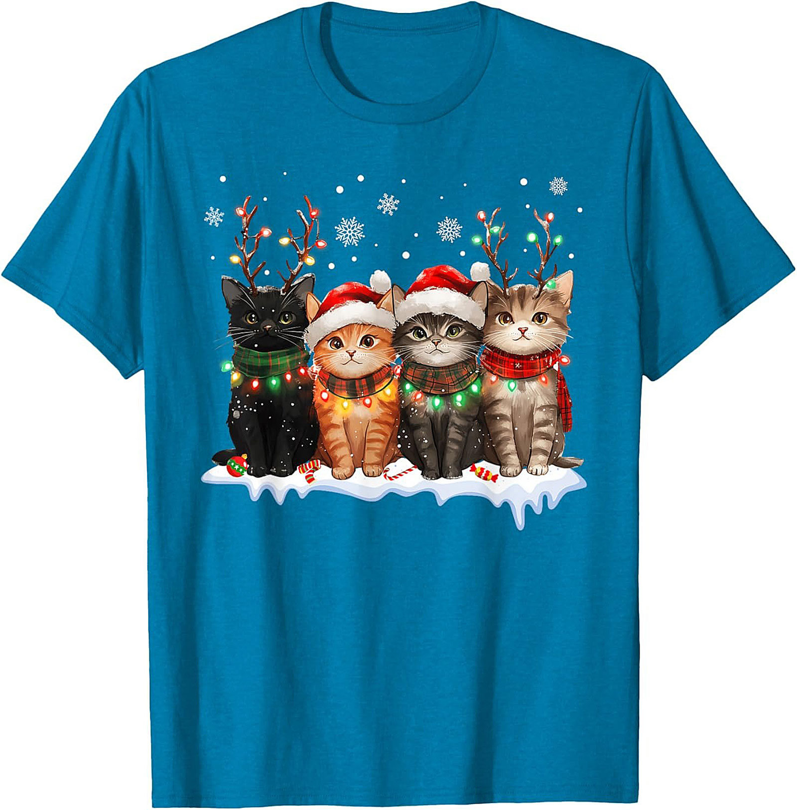 Cute Christmas Cat T-shirt Funny Holiday Kitten Graphic Tee