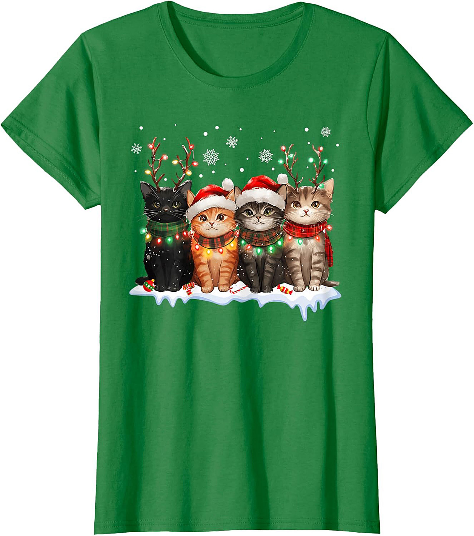 Cute Christmas Cat T-shirt Funny Holiday Kitten Graphic Tee