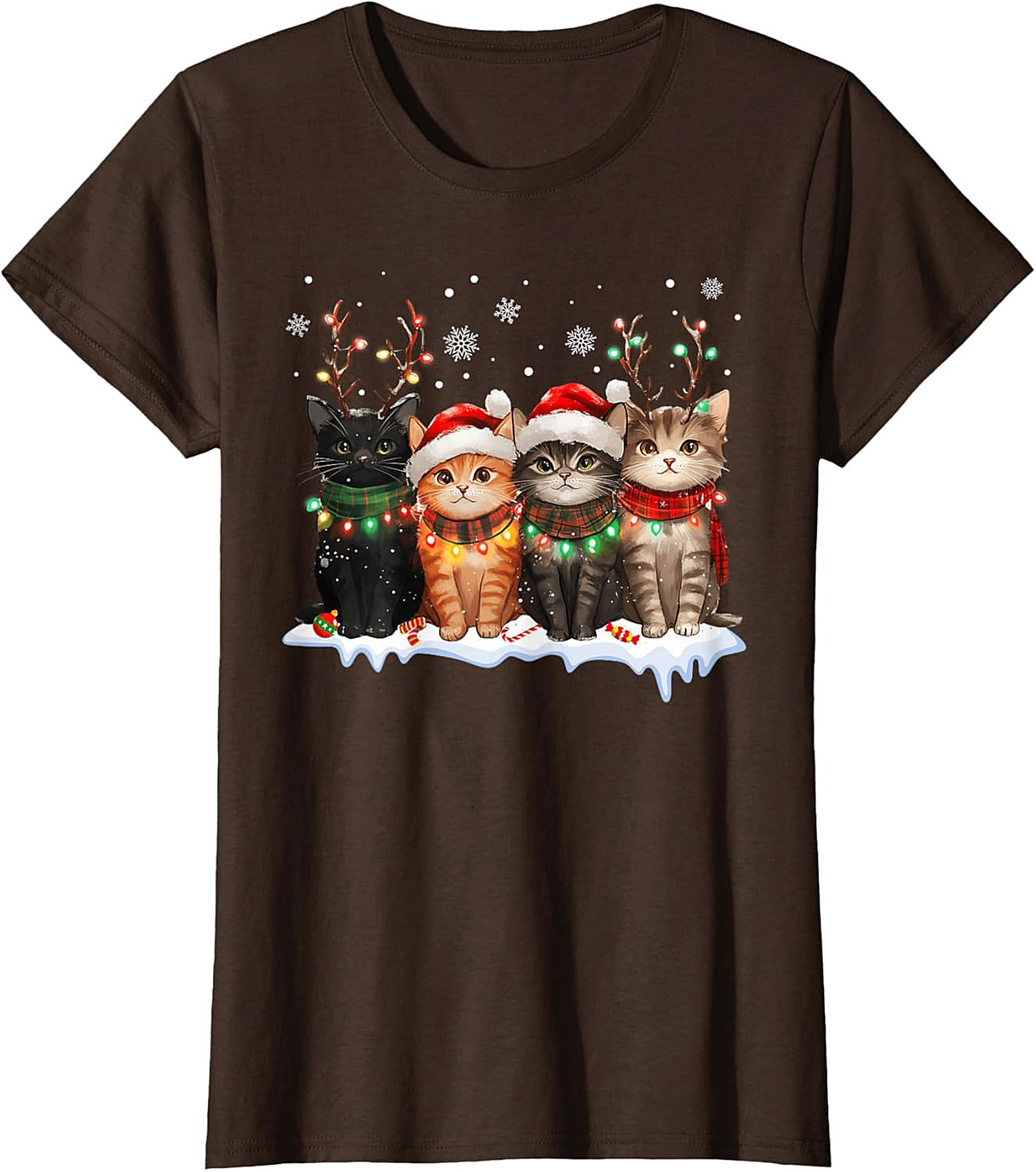 Cute Christmas Cat T-shirt Funny Holiday Kitten Graphic Tee