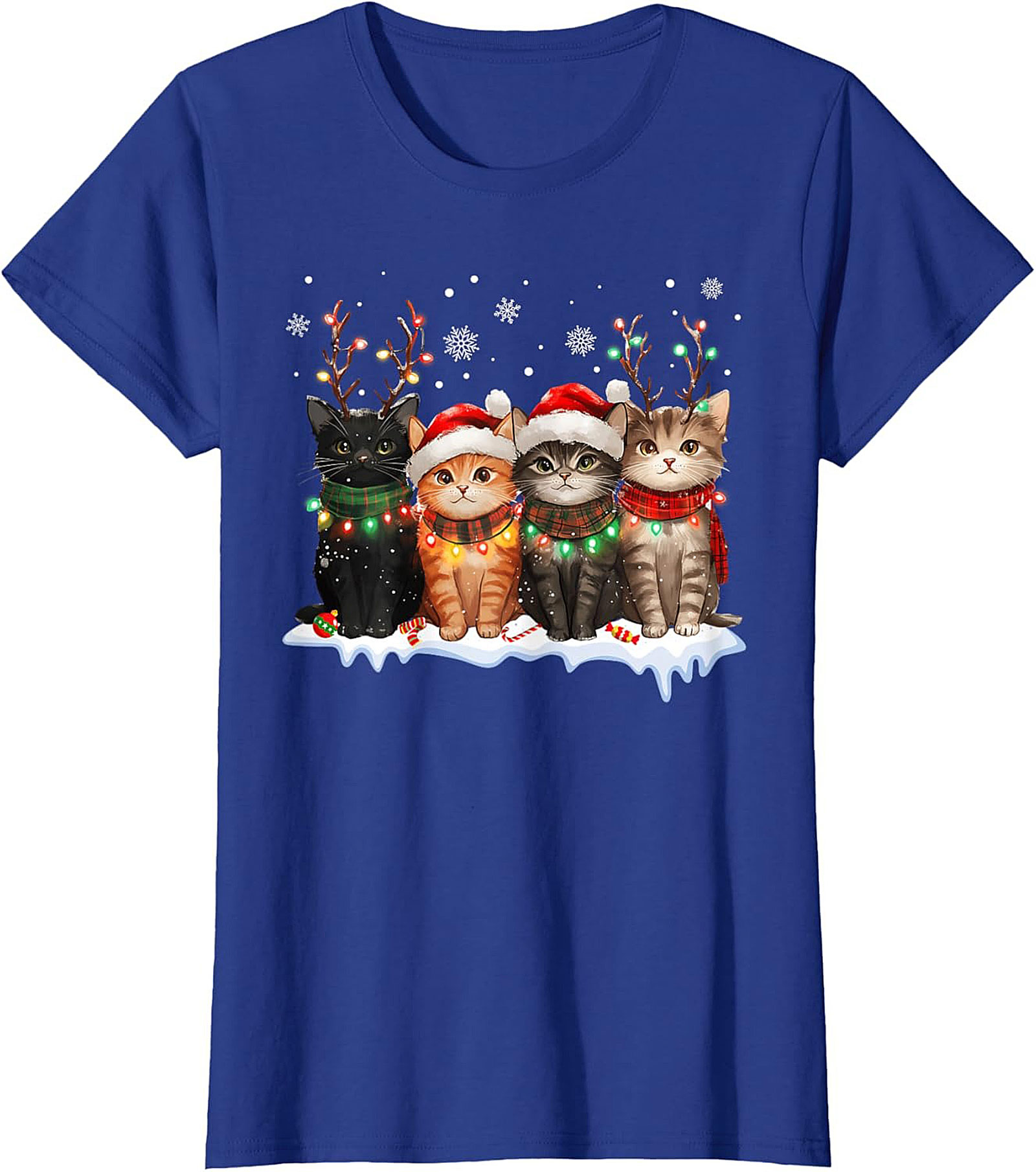 Cute Christmas Cat T-shirt Funny Holiday Kitten Graphic Tee
